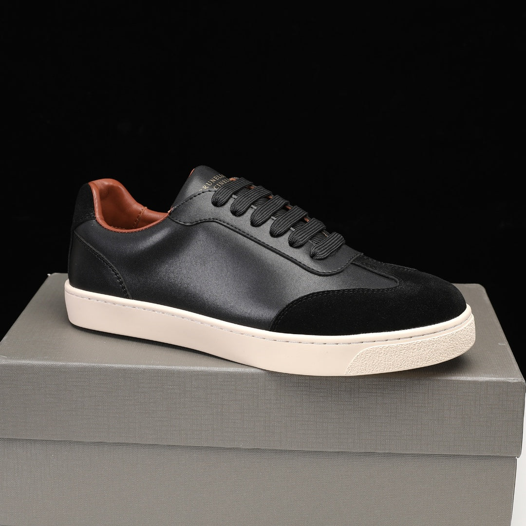 Brunello Cucinelli Calfskin and Suede Sneakers