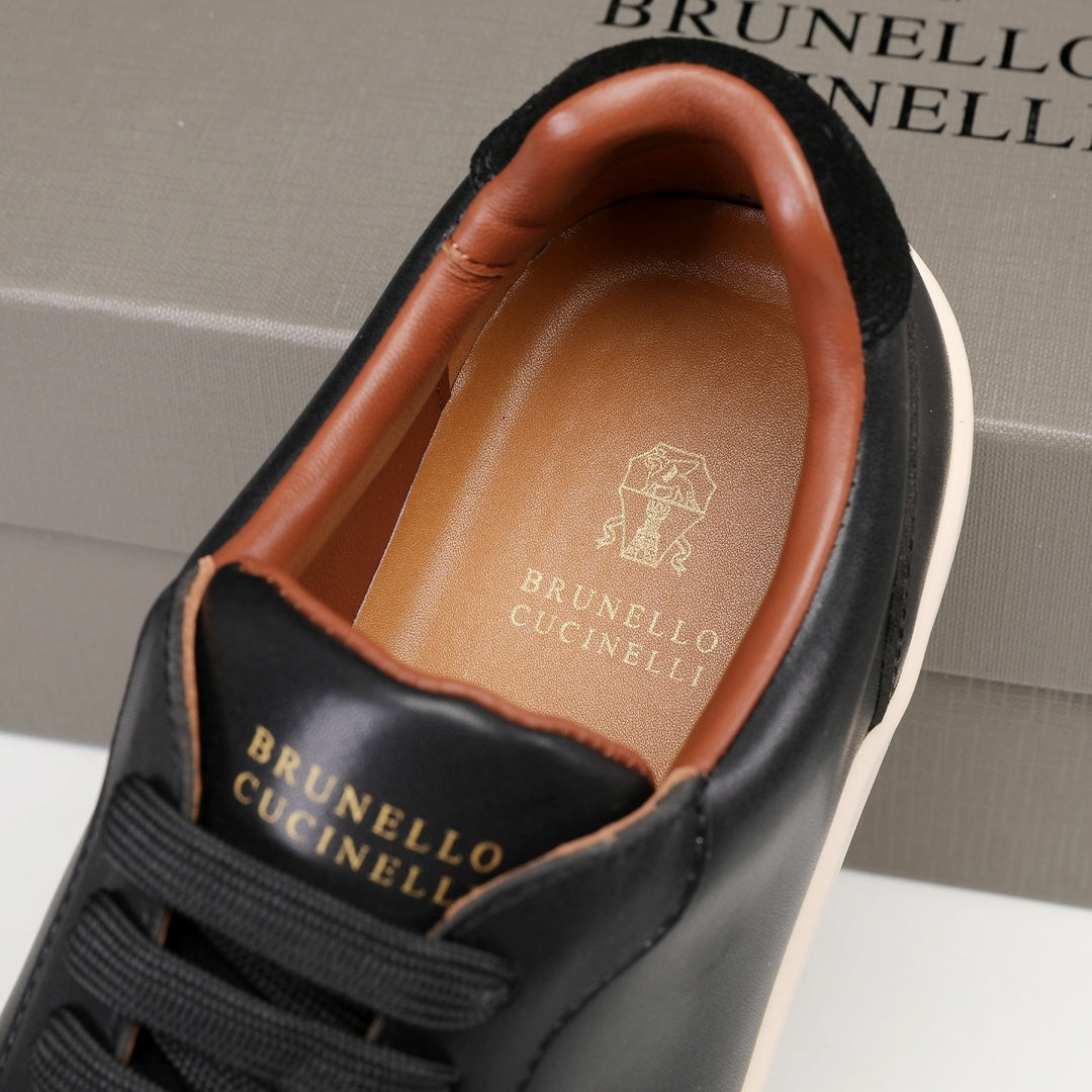 Brunello Cucinelli Calfskin and Suede Sneakers