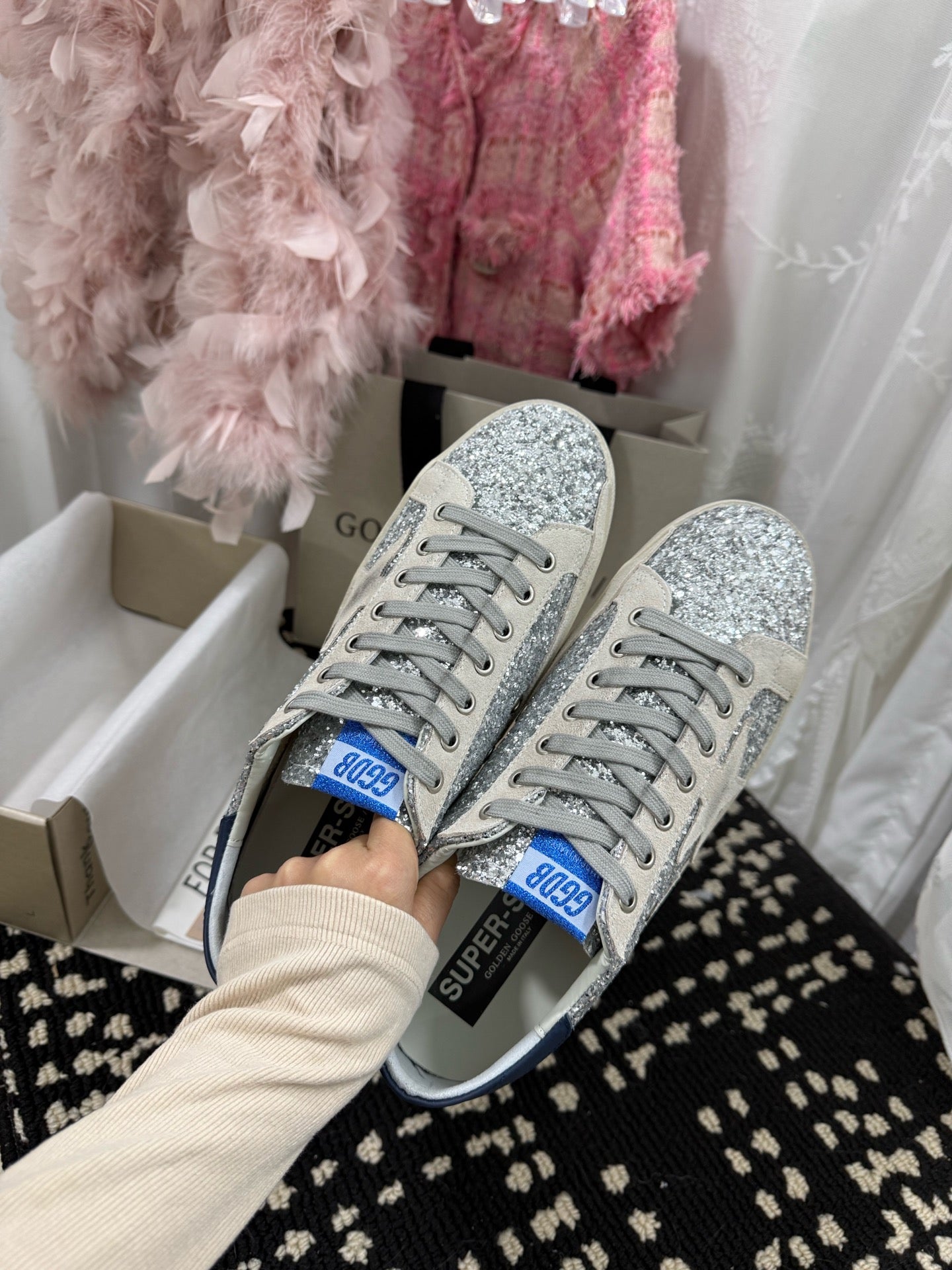 Golden Goose Super Star Rhinestone Leather Sneakers