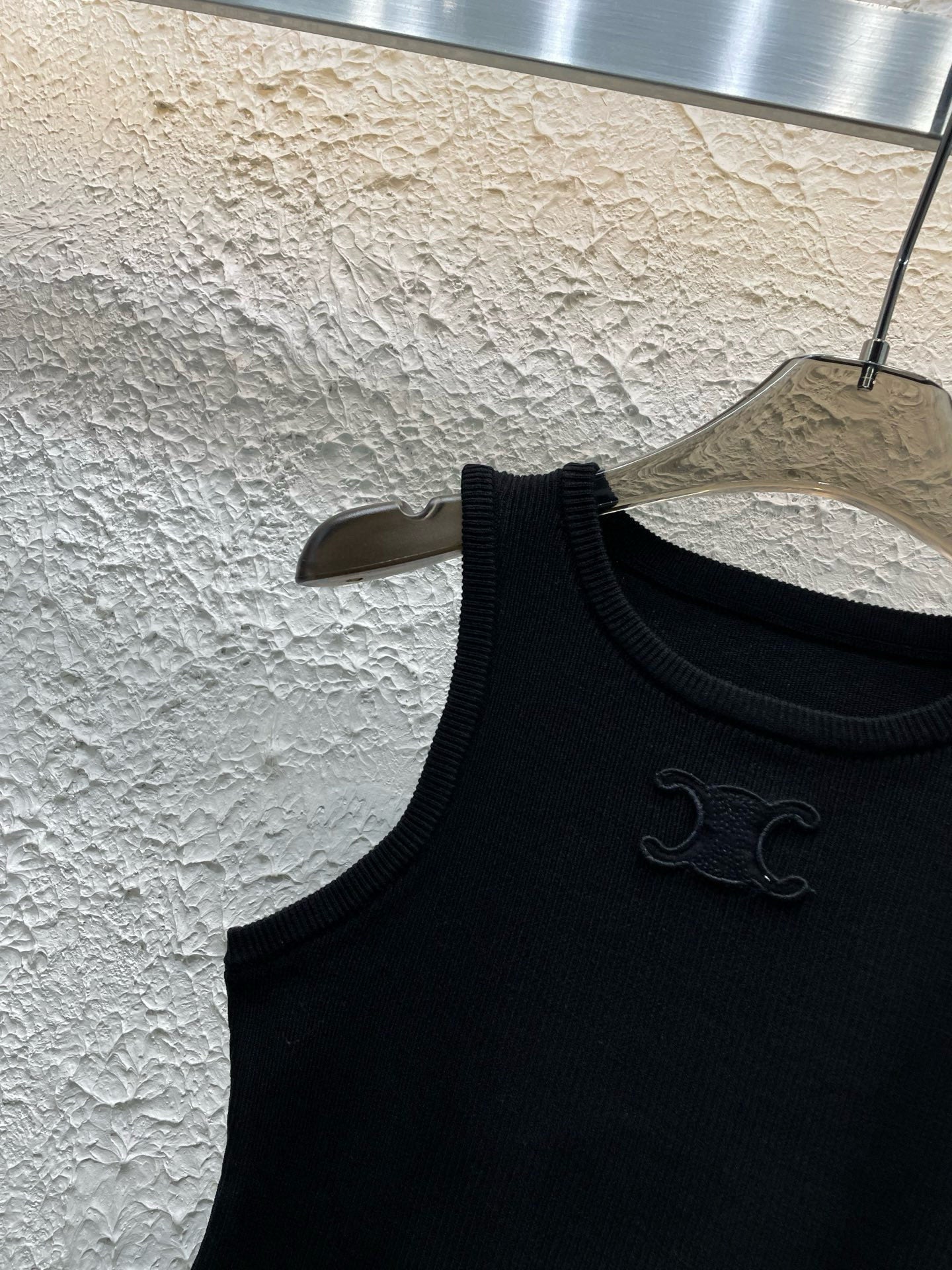 Celine Triomphe Embroidered Crewneck Knit Tank Top