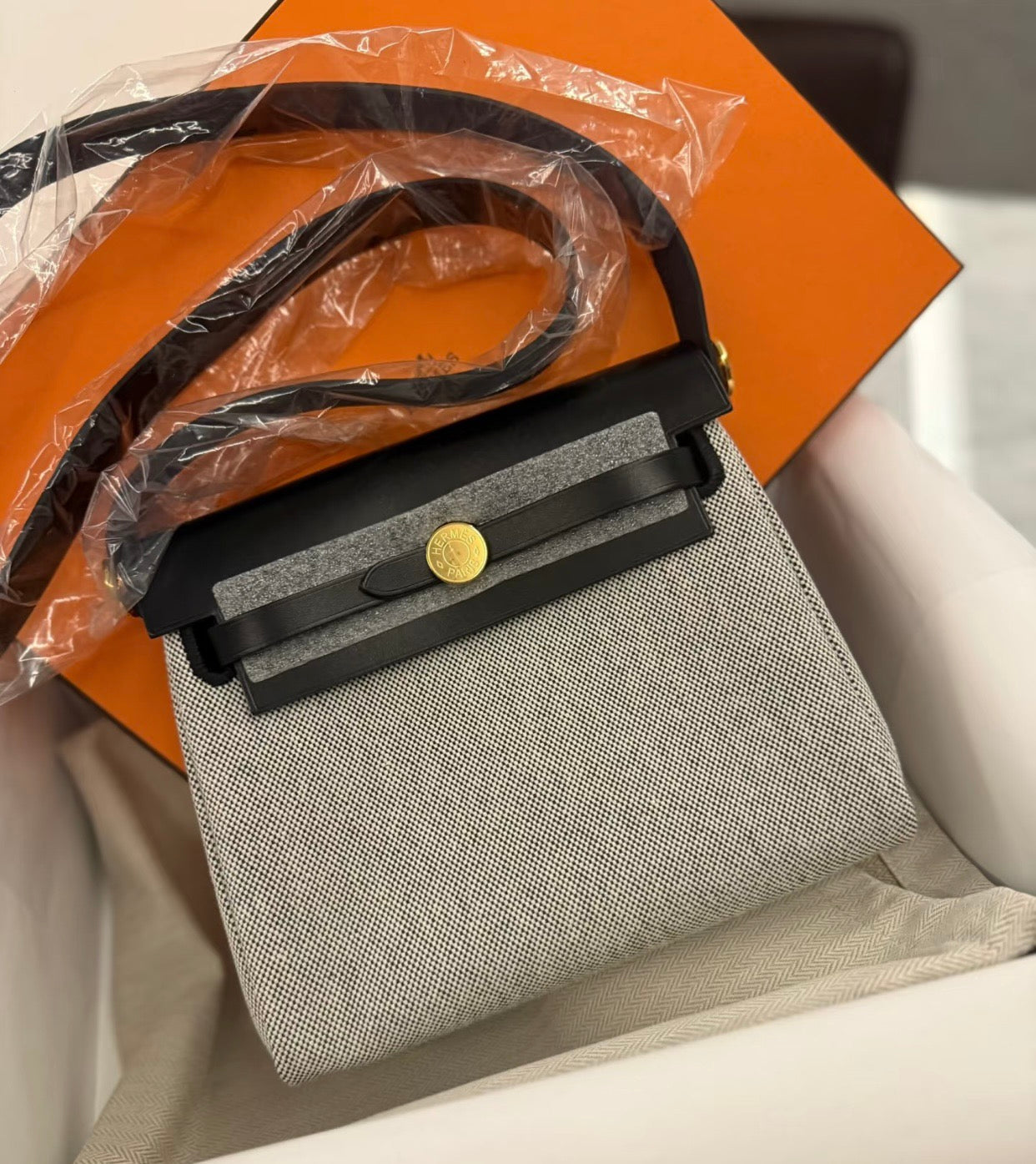 Hermès Mini Herbag 20 – Panda Woven Canvas