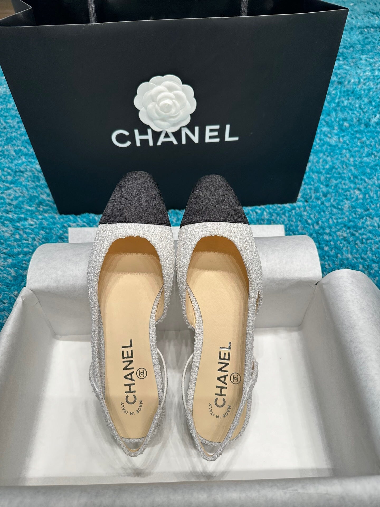 Chanel Two-Tone Slingback Heeled Sandals