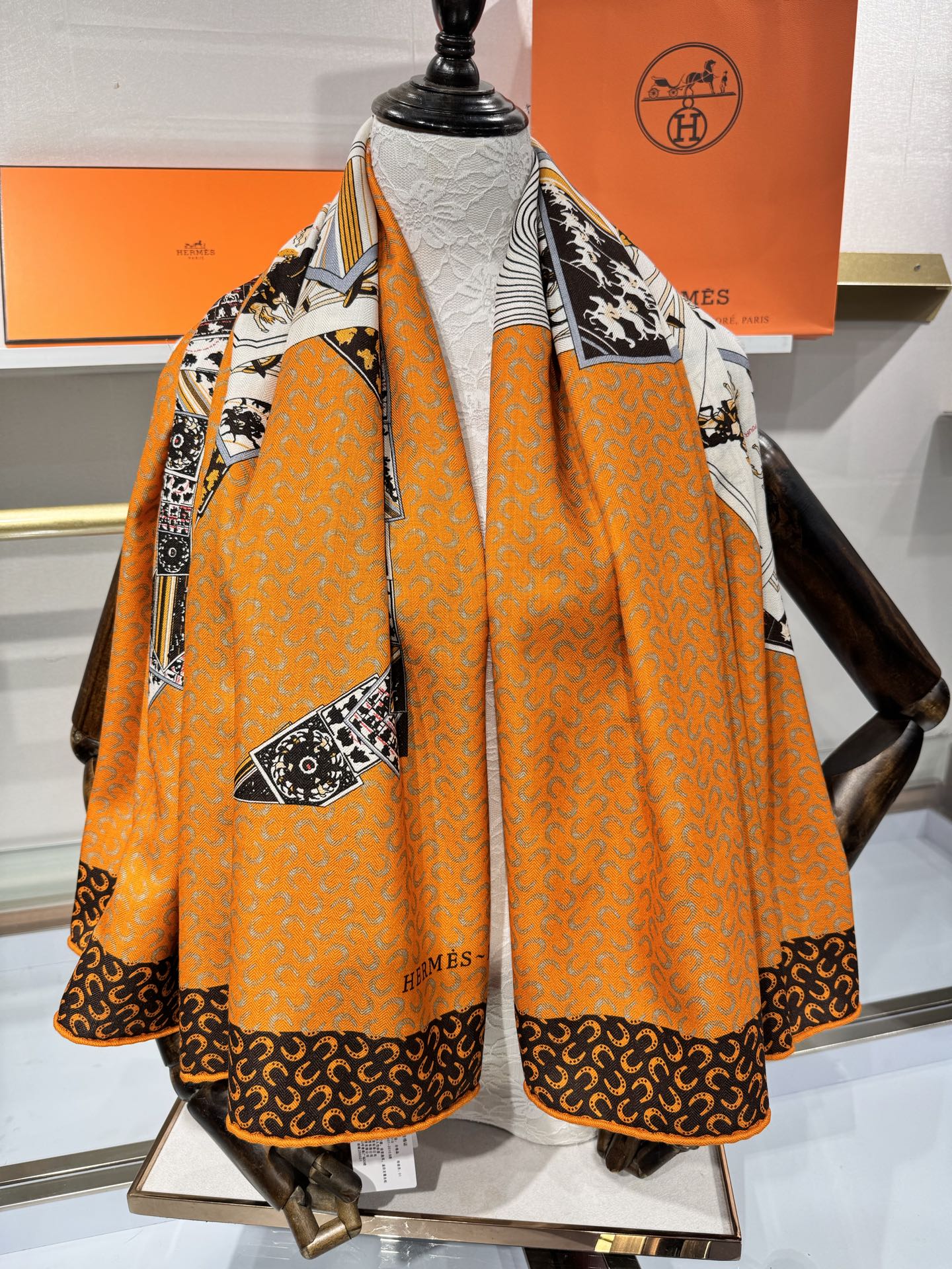 Hermès Pixel Horse Silk Cashmere Scarf