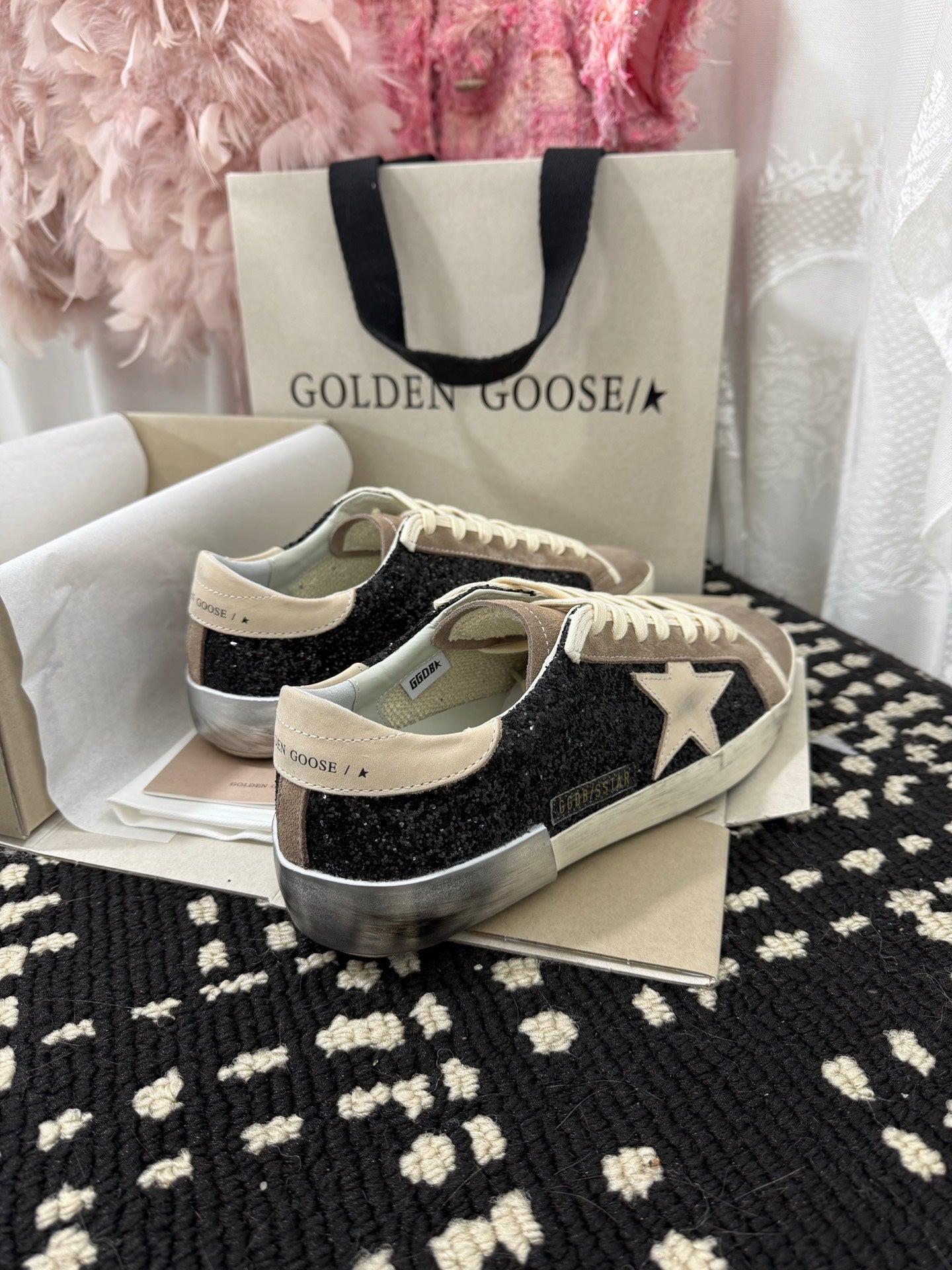 Golden Goose Super Star Rhinestone Leather Sneakers