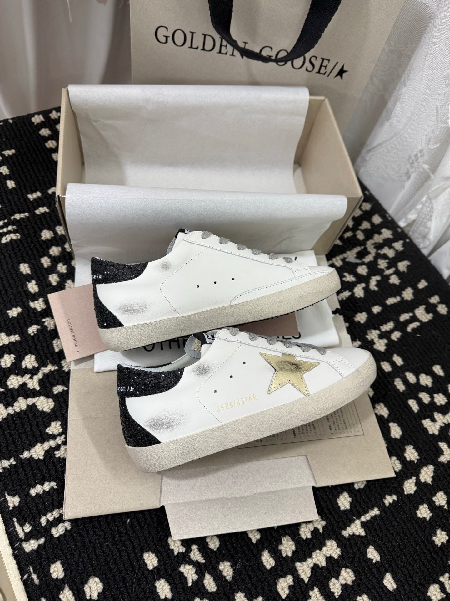 Golden Goose Super Star Rhinestone Leather Sneakers