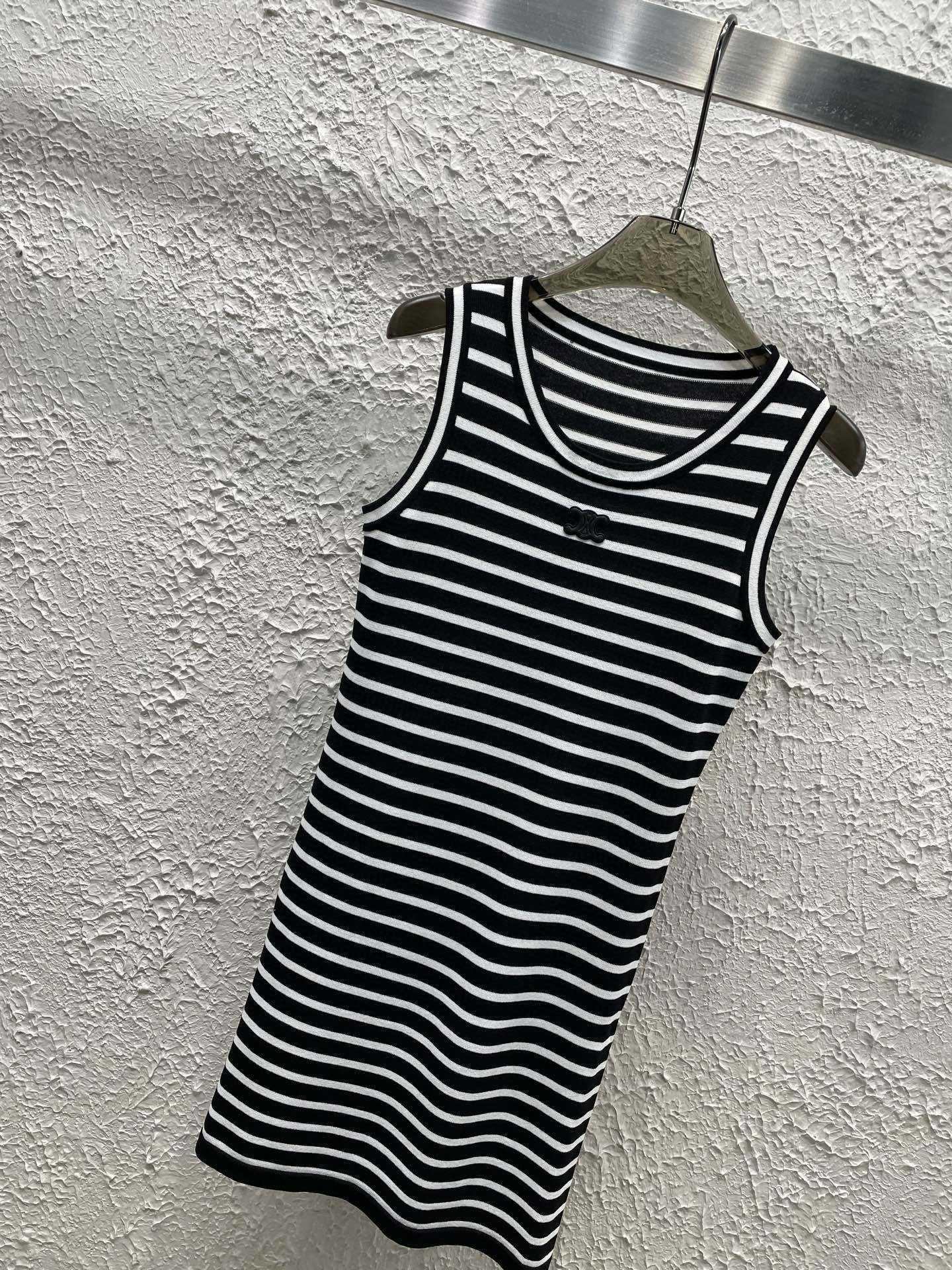 Celine Arc de Triomphe Striped Knit Vest Dress