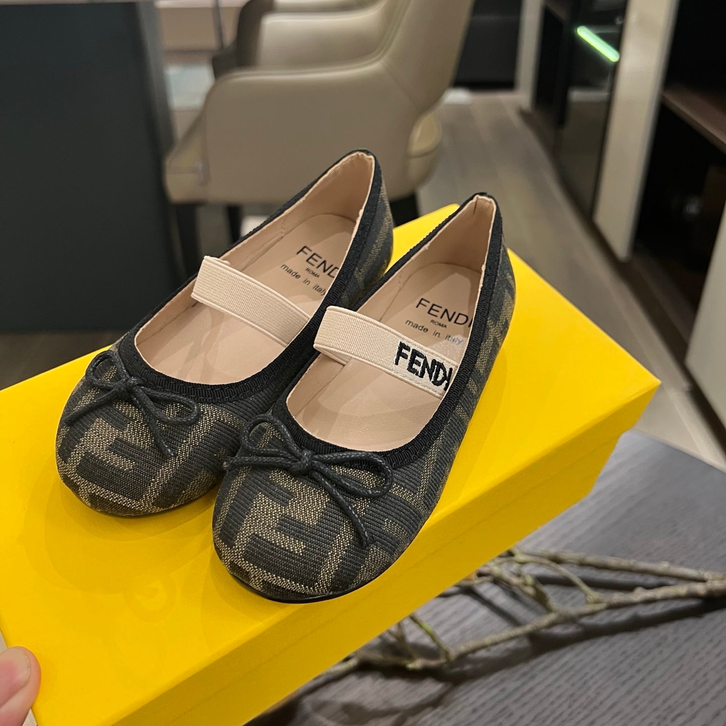 Fendi Girl's Double F Ballerina Flats – Kids Collection – 24SS