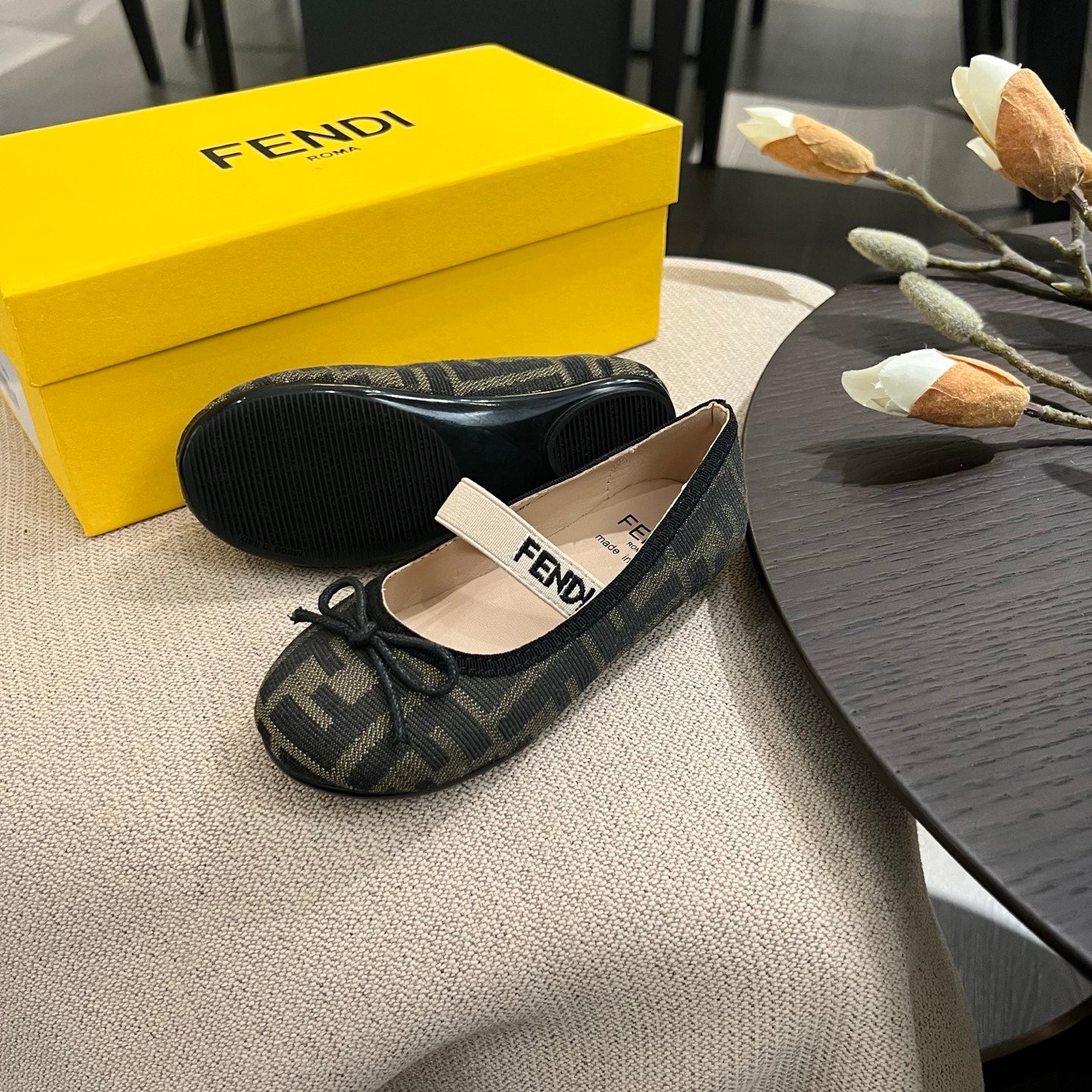 Fendi Girl's Double F Ballerina Flats – Kids Collection – 24SS
