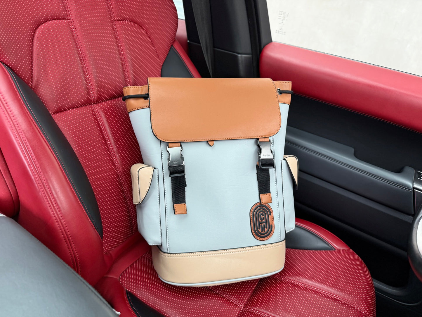 Coach Rivington Color-Block Leather Backpack