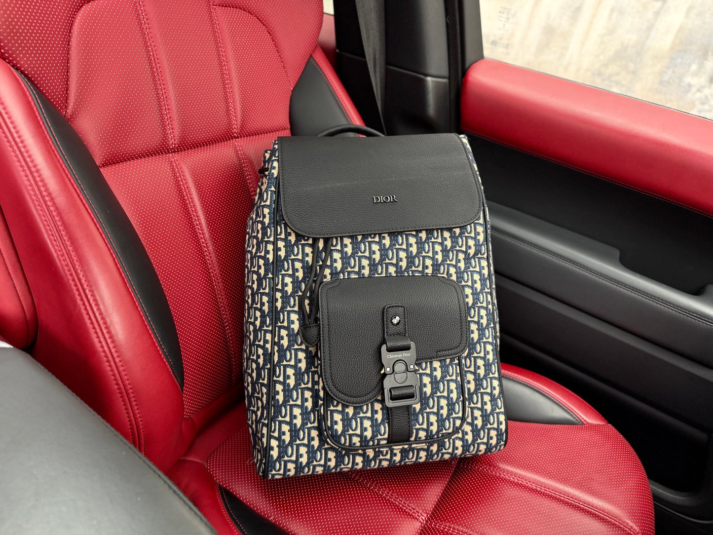 Dior Saddle Oblique Grained Leather Backpack