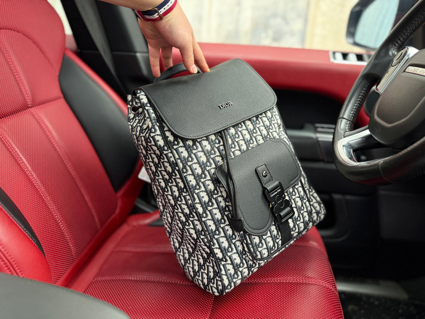Dior Saddle Oblique Grained Leather Backpack