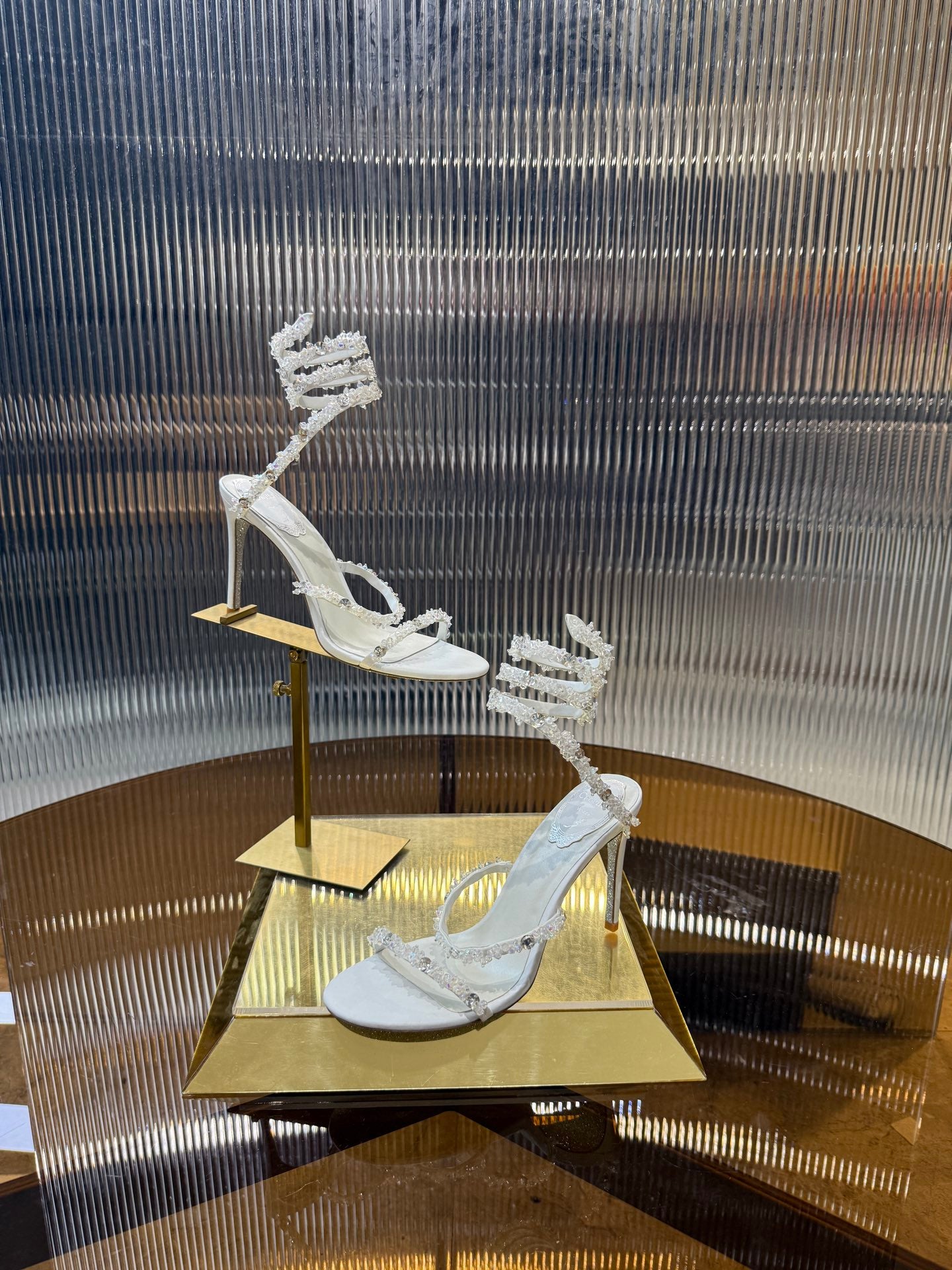 René Caovilla Crystal Spiral Heeled Sandals – 2025SS