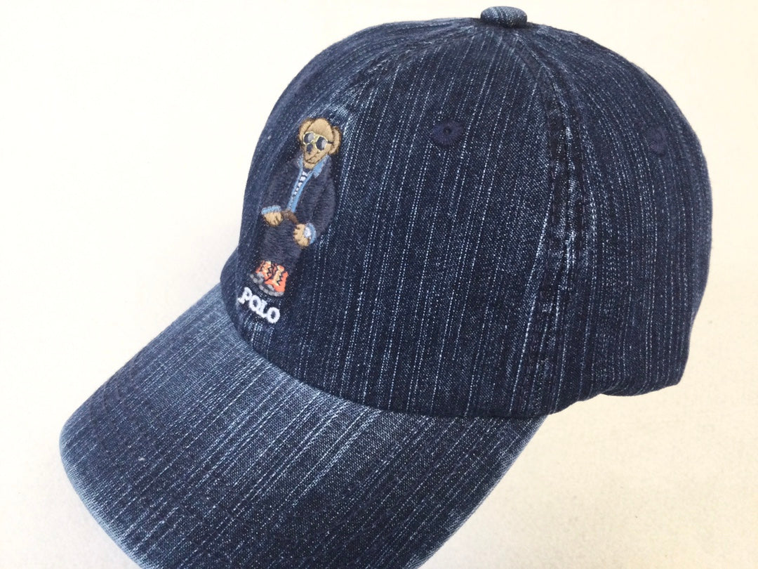 Ralph Lauren Denim Bear Embroidered Baseball Cap