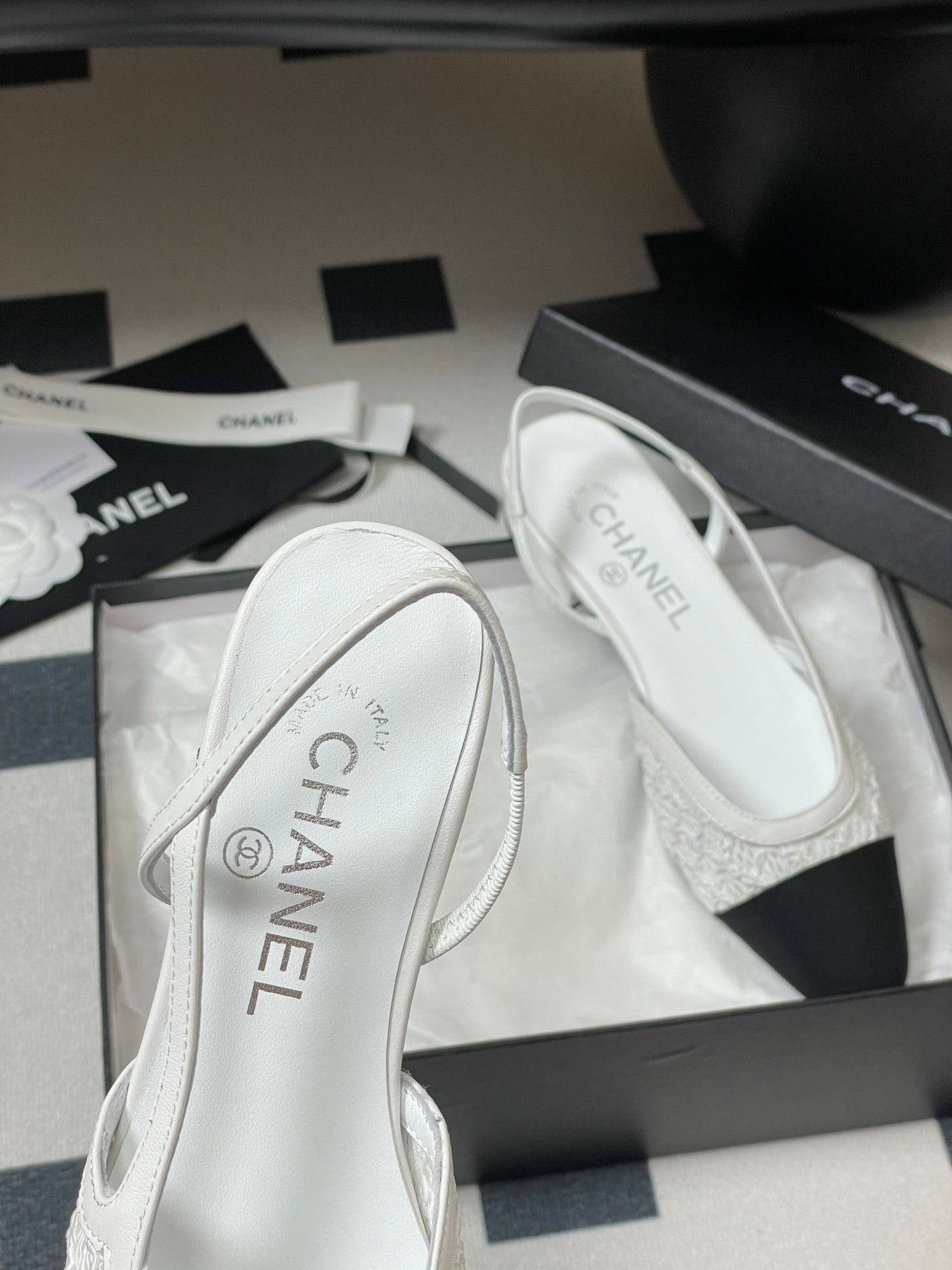 Chanel Lace Mesh Two-Tone Slingback Sandals – 2025 Spring Collection