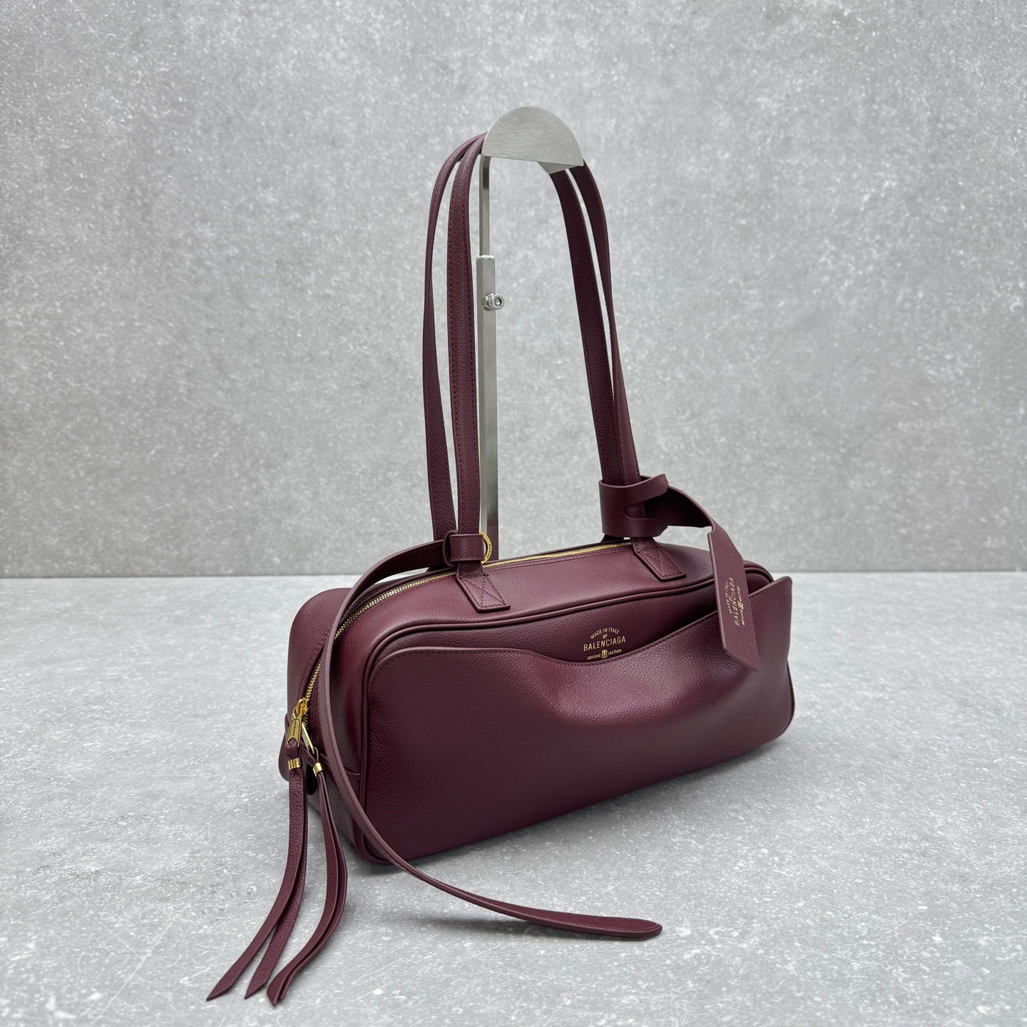 Balenciaga Carrie Small Leather Bowling Bag