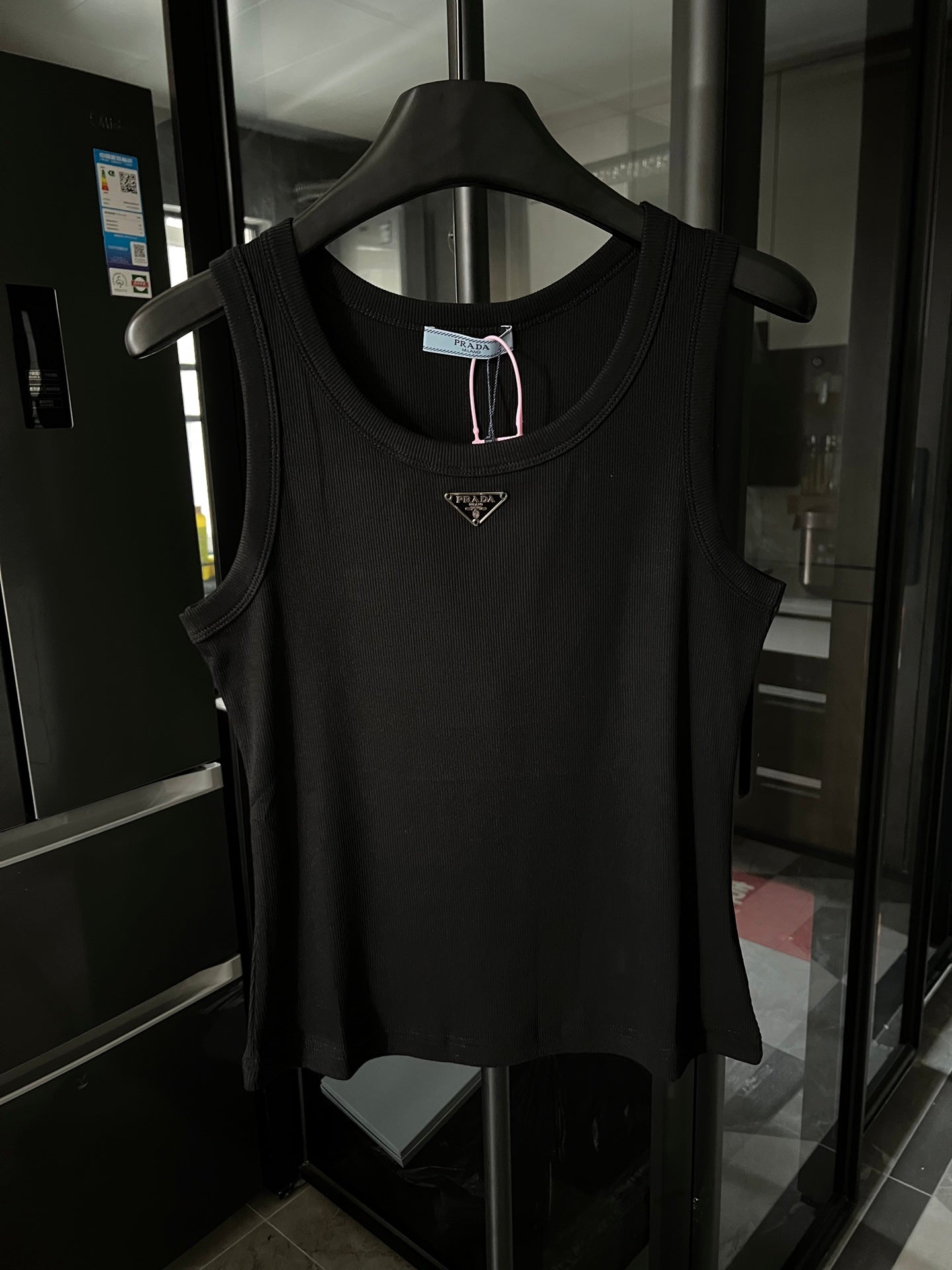Prada Metal Triangle Logo Ribbed Tank Top – 25SS