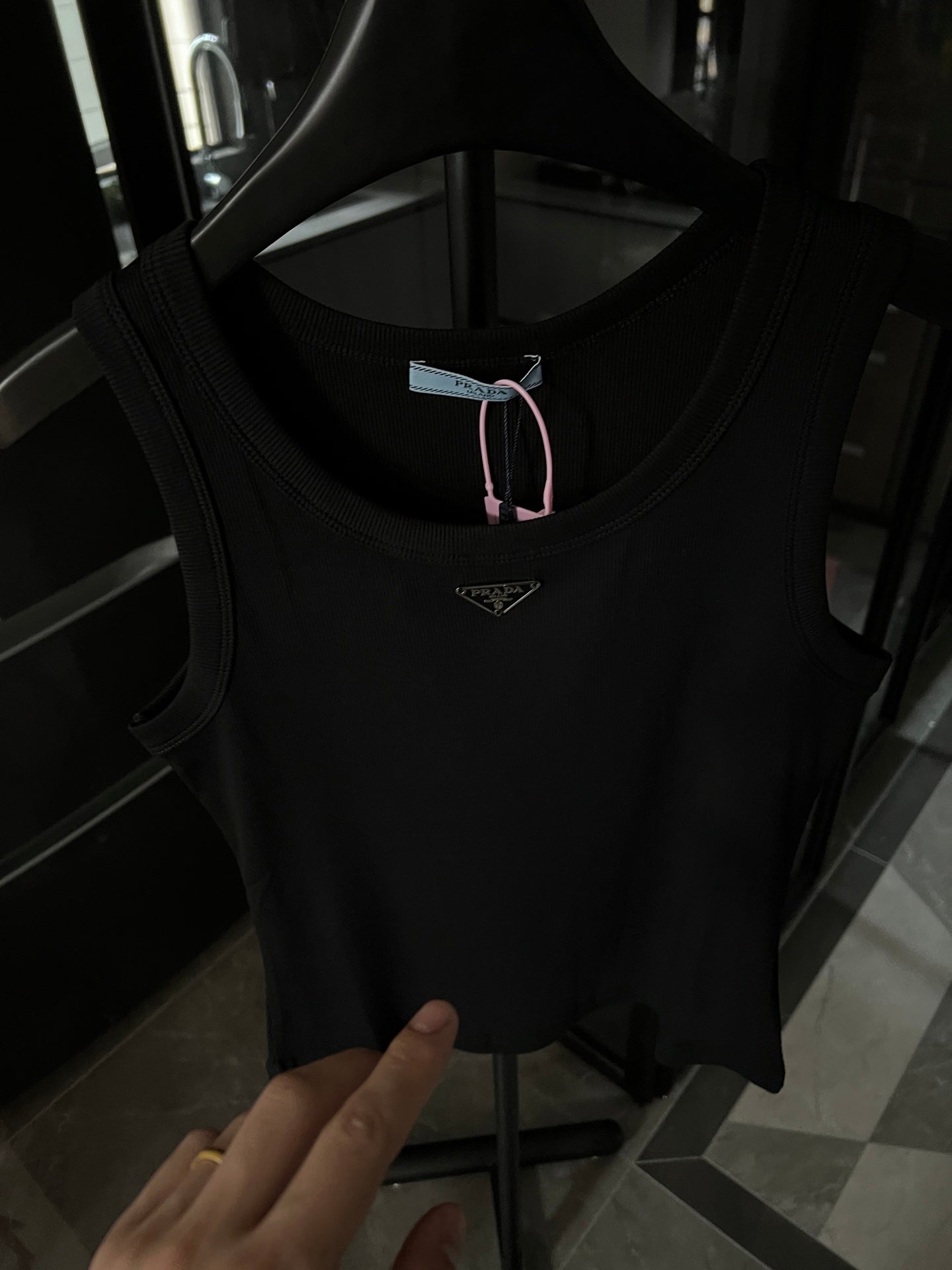 Prada Metal Triangle Logo Ribbed Tank Top – 25SS
