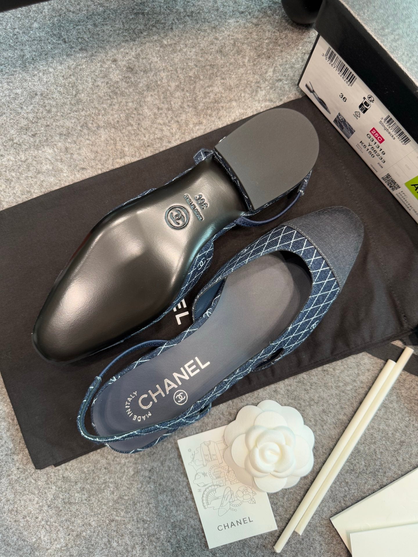 Chanel Denim Slingback Heels