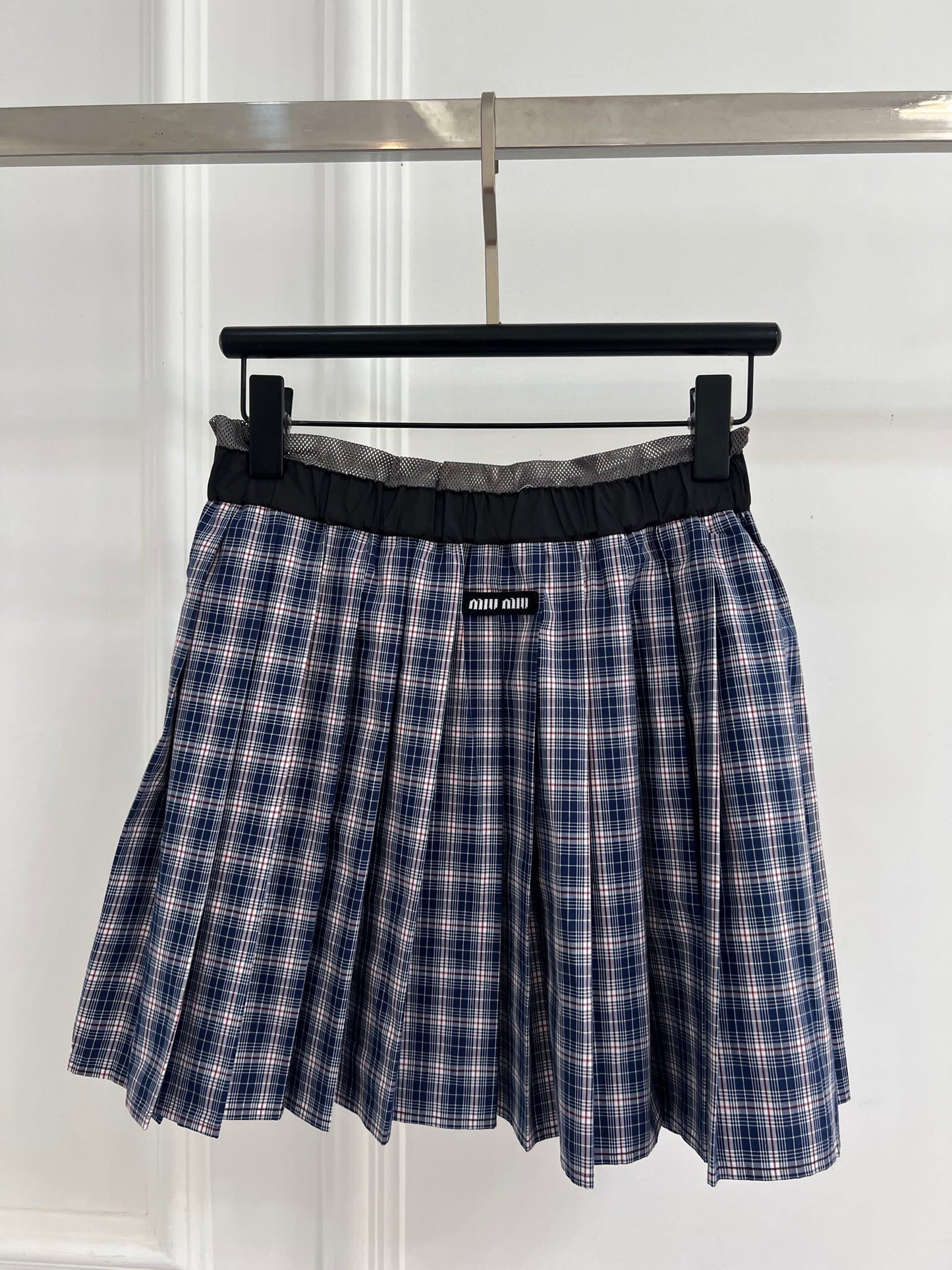 Miu Miu Academic Plaid Pleated Skirt – 25SS