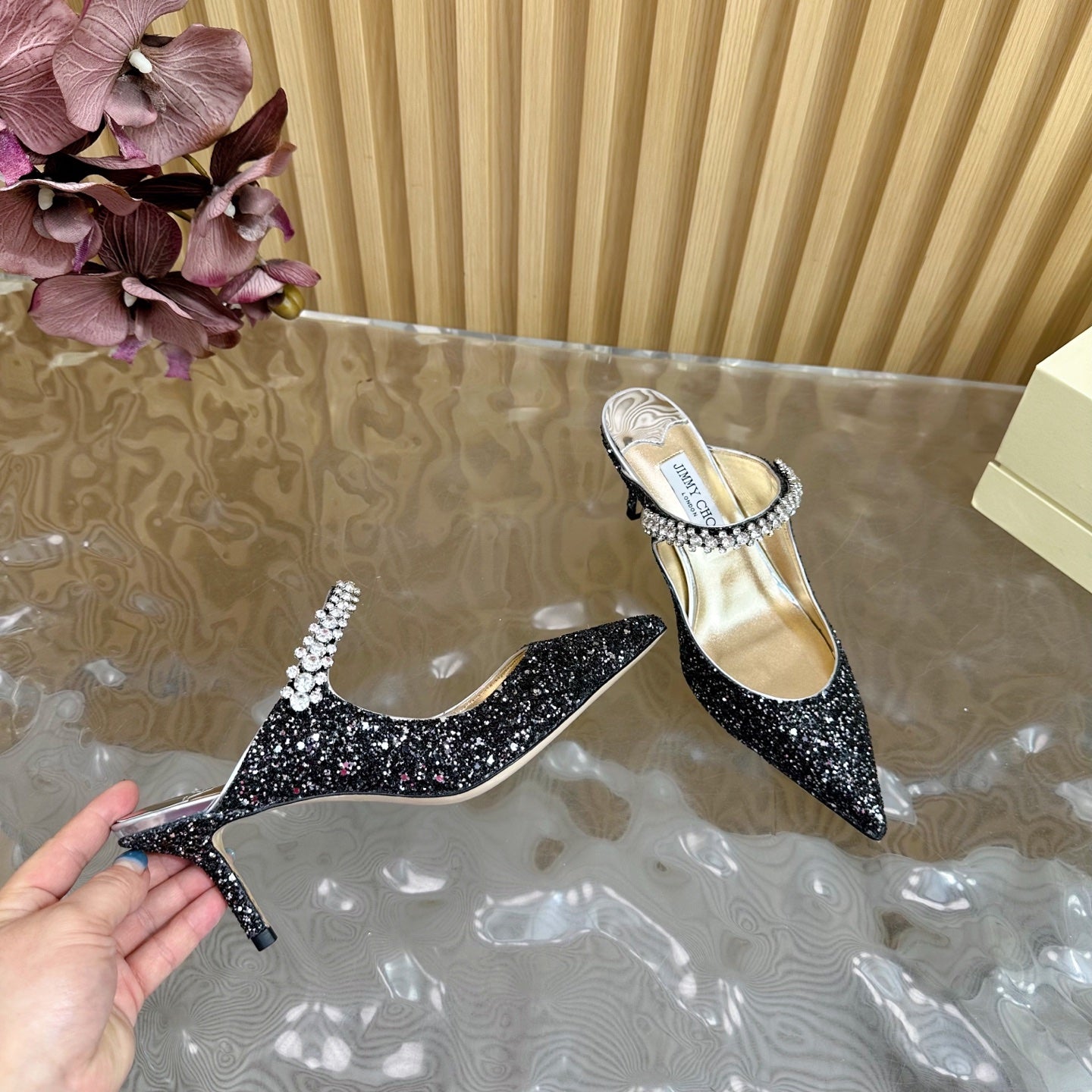 Jimmy Choo Sequined Evening Heels – 2025SS