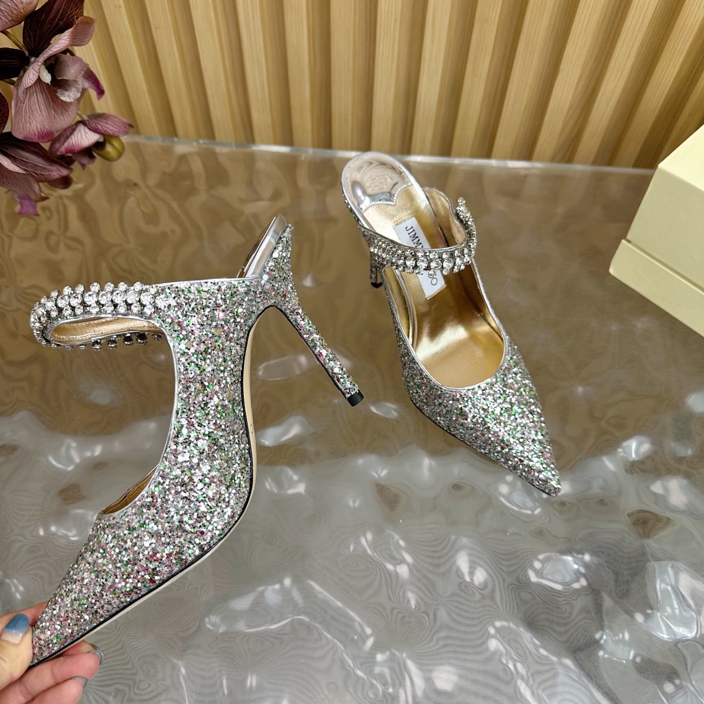 Jimmy Choo Sequined Evening Heels – 2025SS