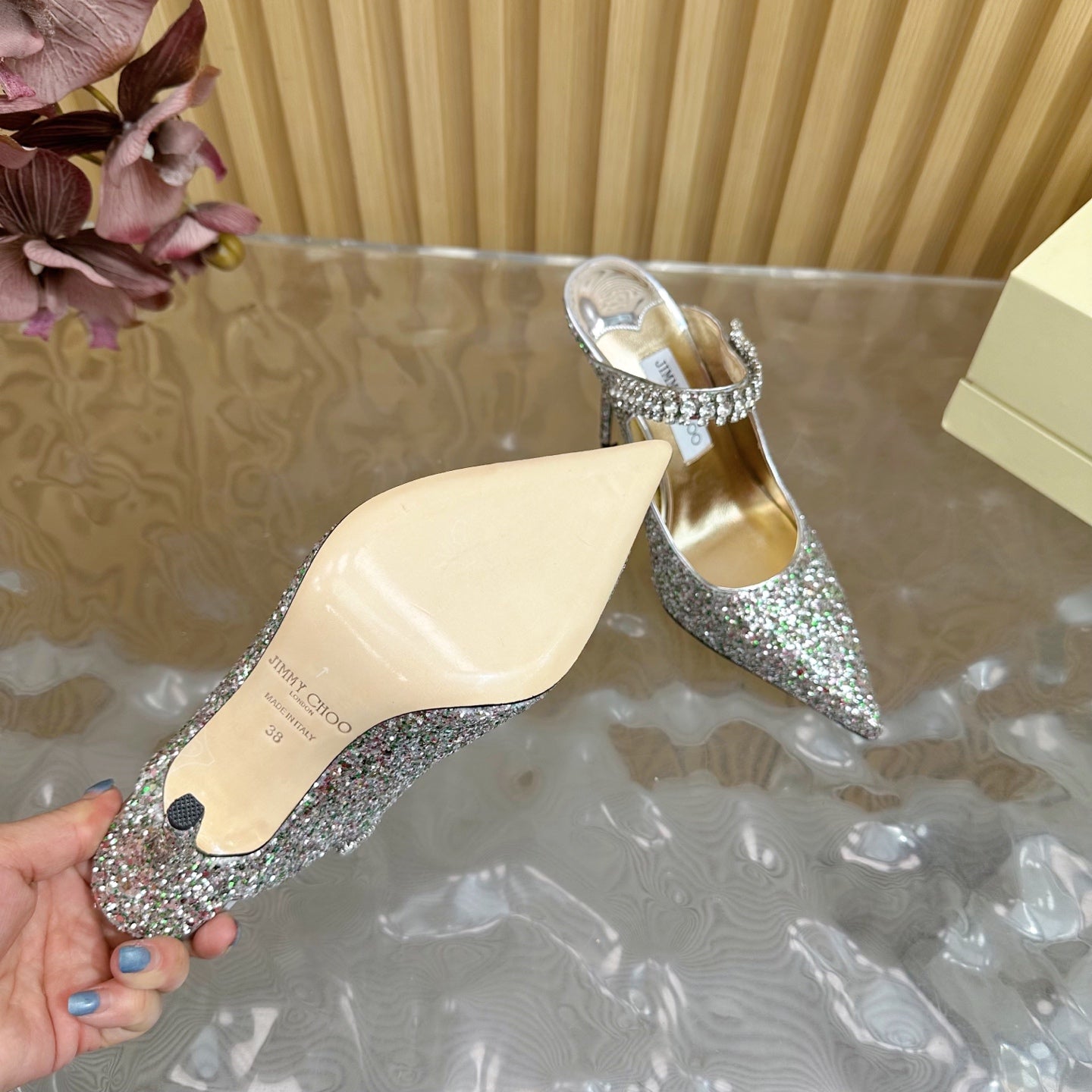 Jimmy Choo Sequined Evening Heels – 2025SS