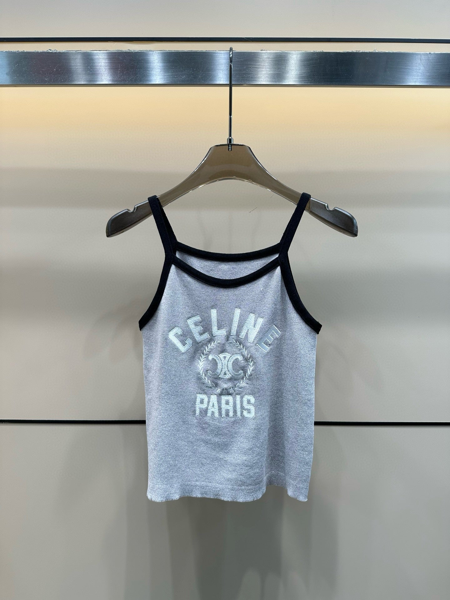 Celine Triomphe Embroidered Knit Tank Top