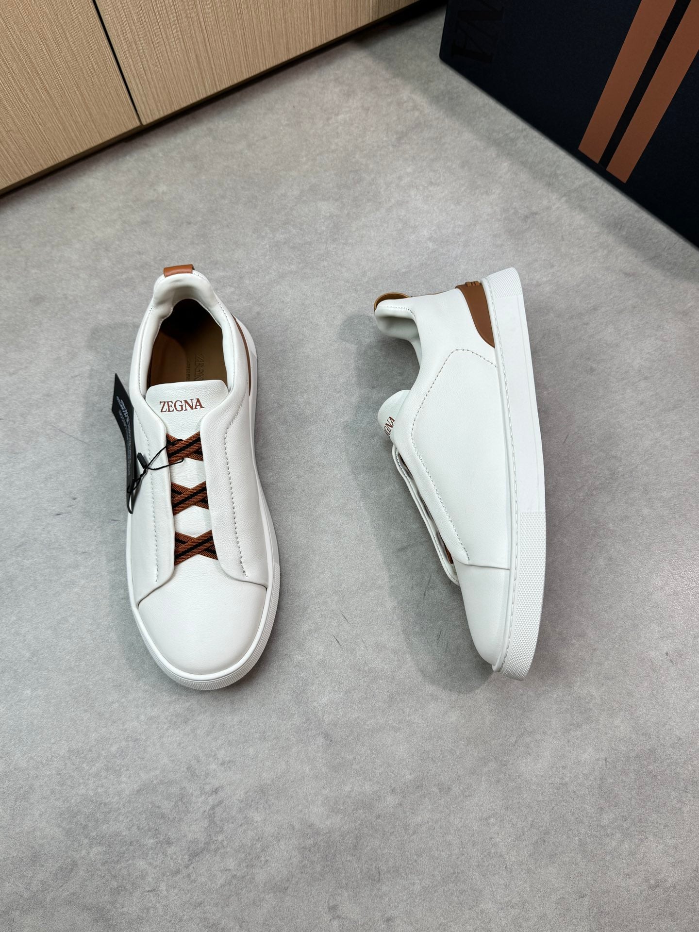 Zegna Triple Stitch Nappa Leather Slip-On Sneakers