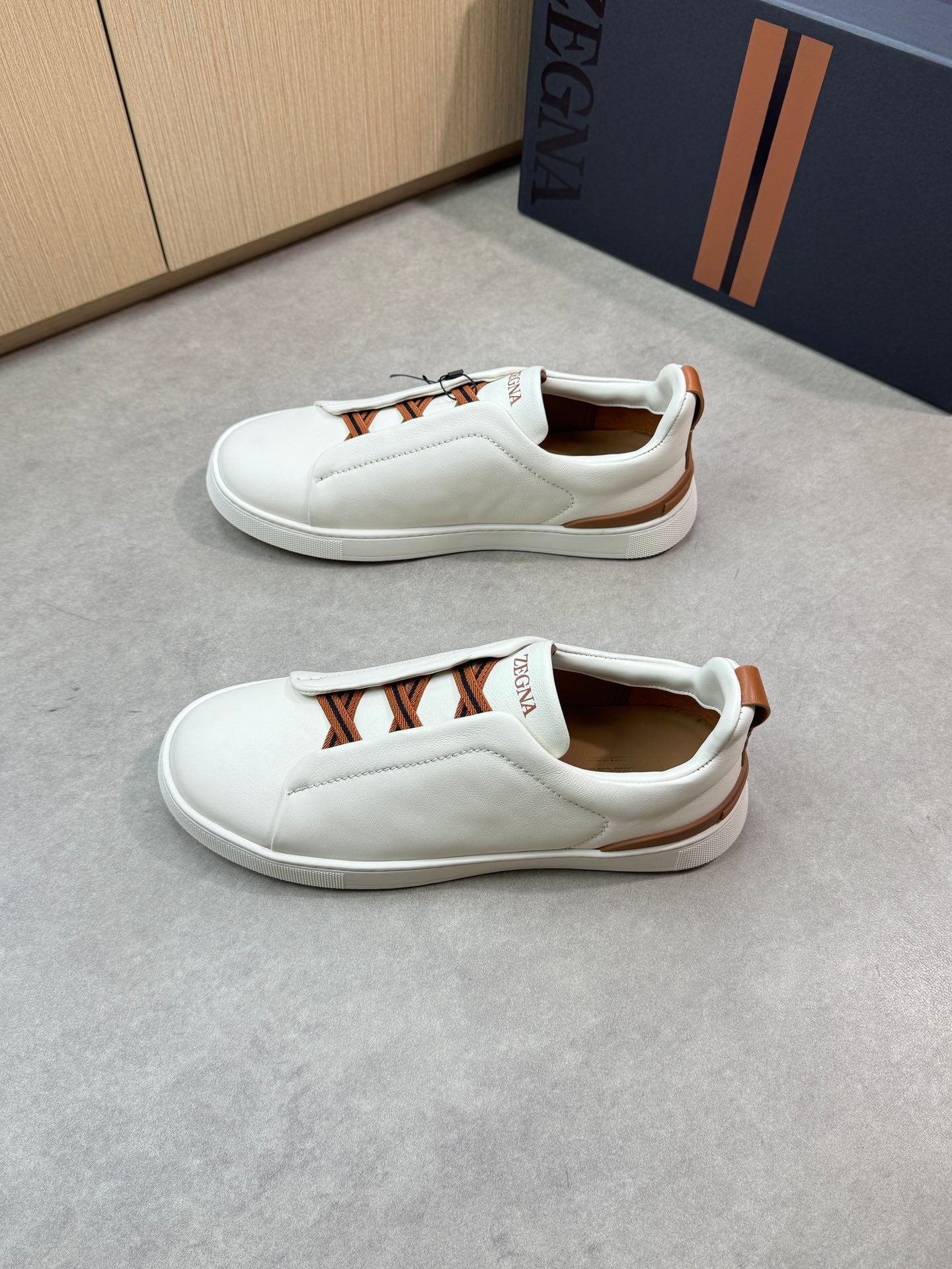 Zegna Triple Stitch Nappa Leather Slip-On Sneakers
