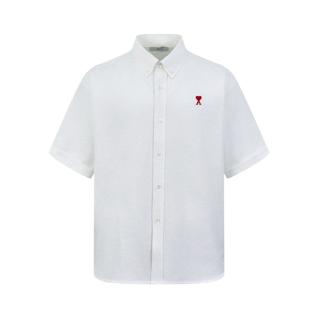Ami Paris Heart Embroidered Boxy Oxford Shirt