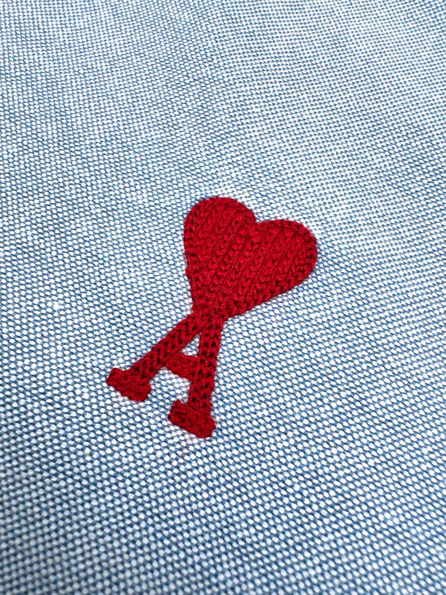Ami Paris Heart Embroidered Boxy Oxford Shirt