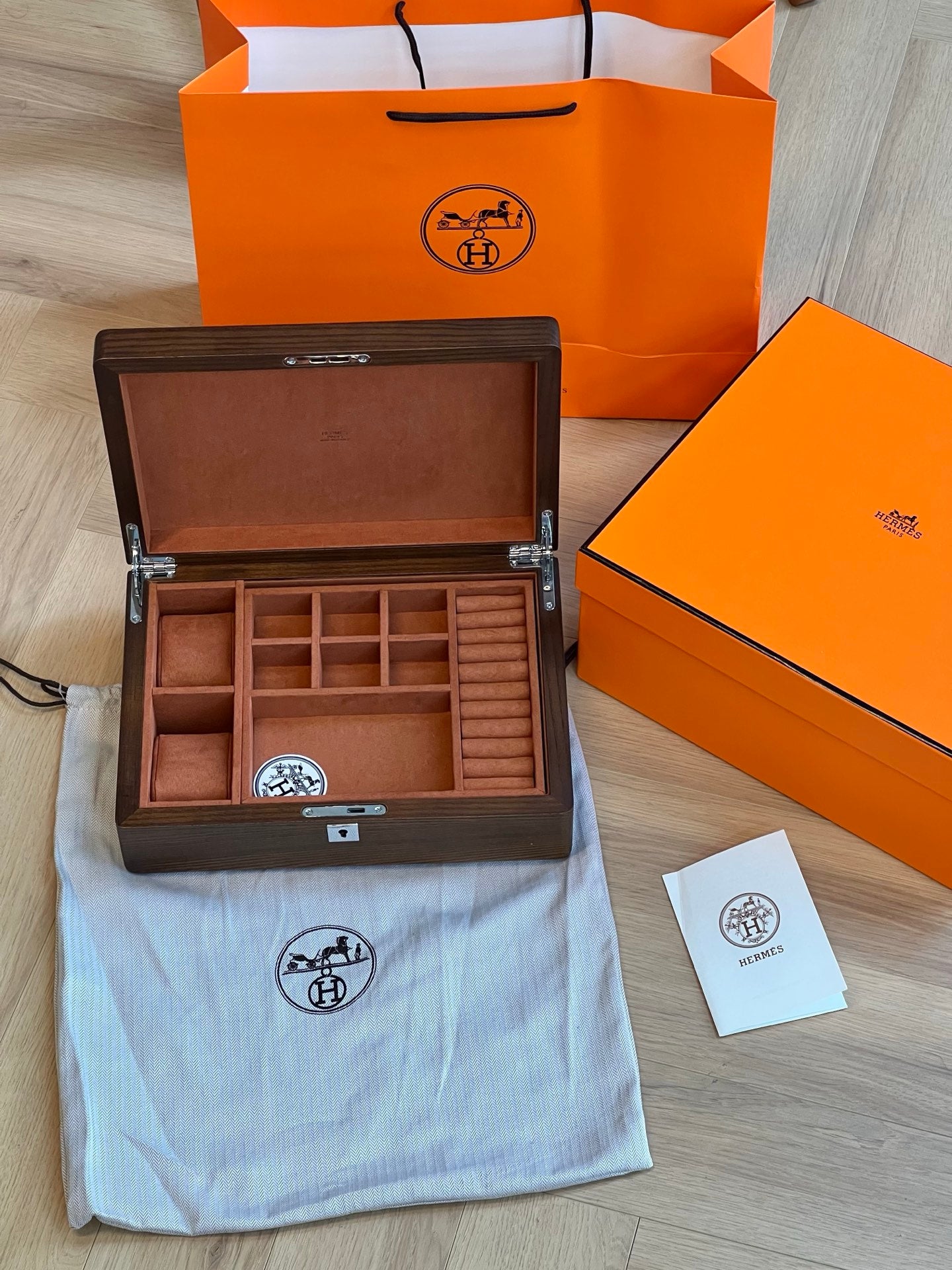 Hermès Rare Leather Wood Jewelry Box