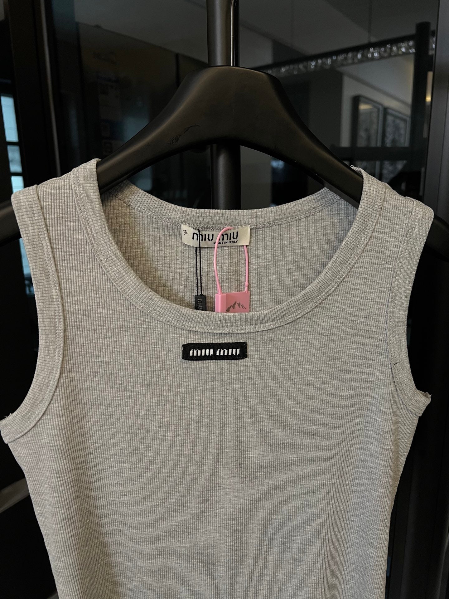 Miu Miu Ribbed Cotton Logo Tank Top – 25SS