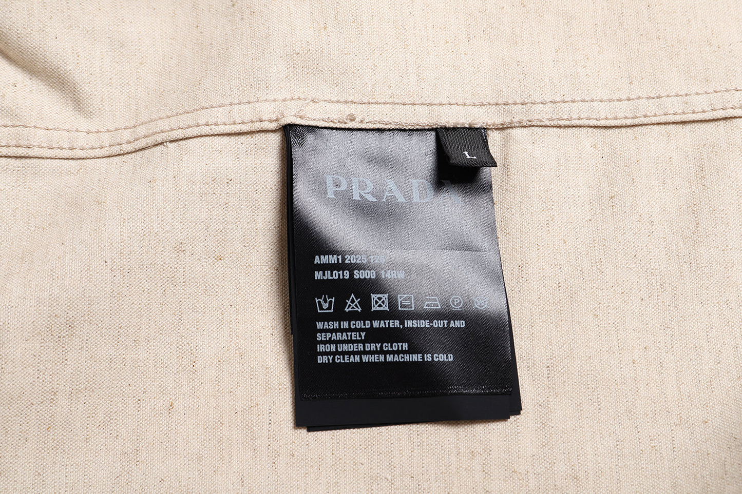 Prada Linen-Cotton Triangle Logo Long-Sleeve Shirt – 25SS