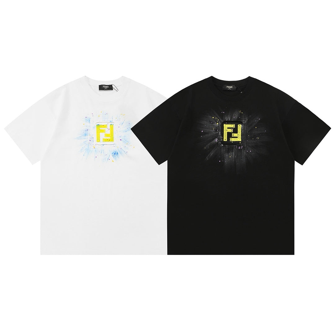 Fendi Embroidered Double F Logo Inkjet T-Shirt – 2025SS