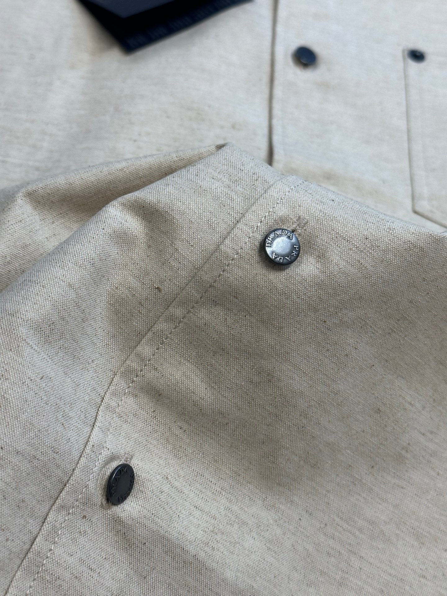 Prada Linen-Cotton Triangle Logo Shirt