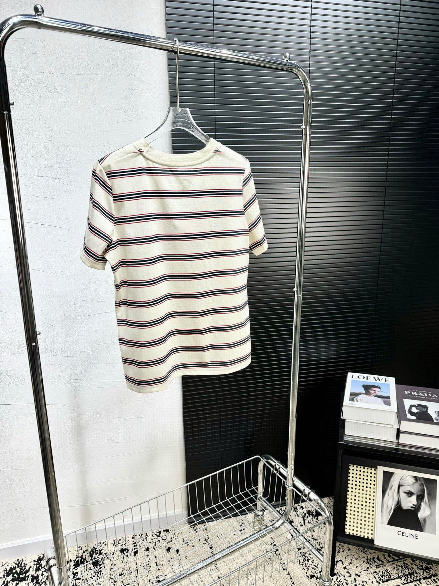 Miu Miu Embroidered Striped T-Shirt