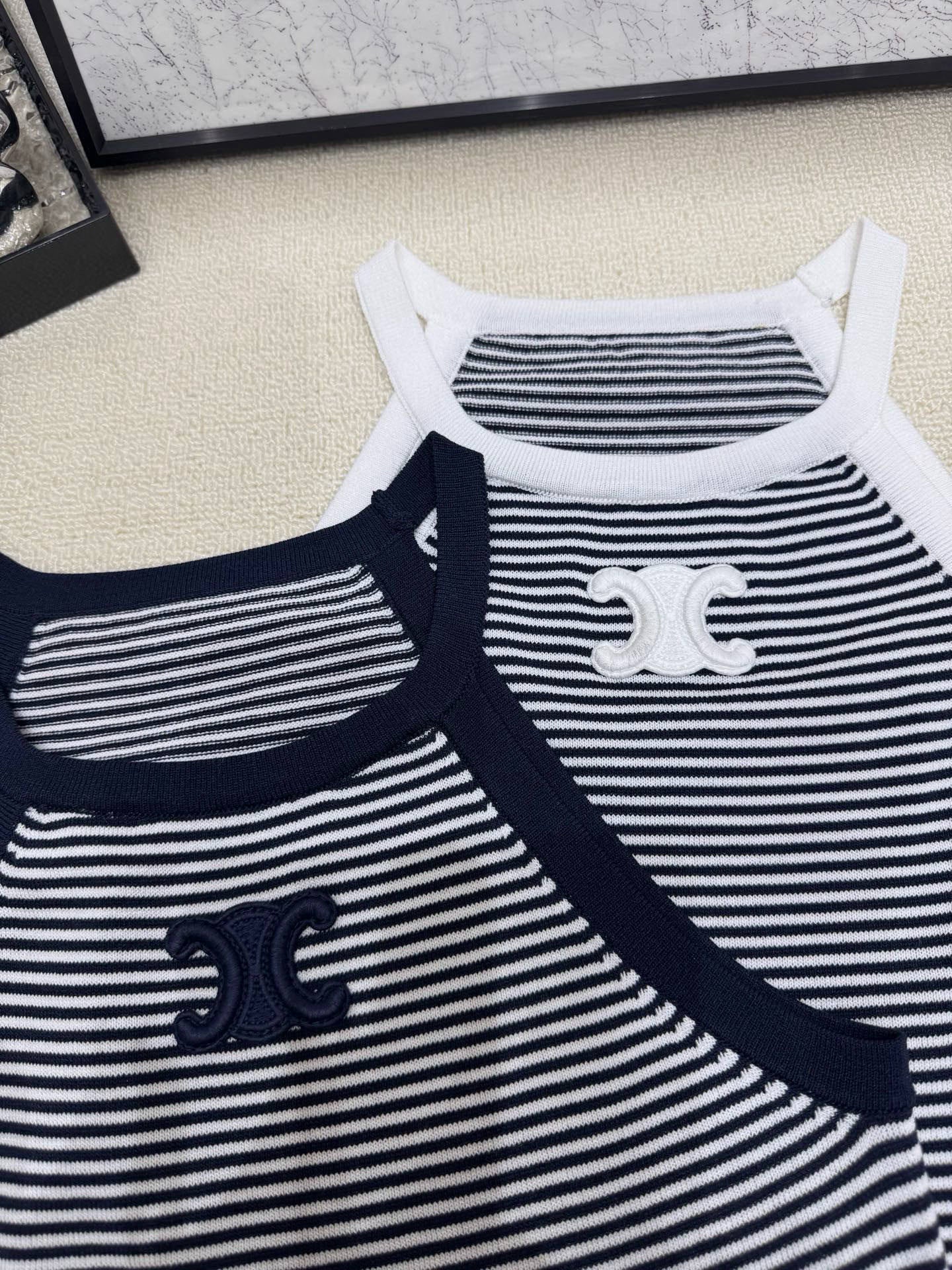 Celine Triomphe Stripe Knitted Vest