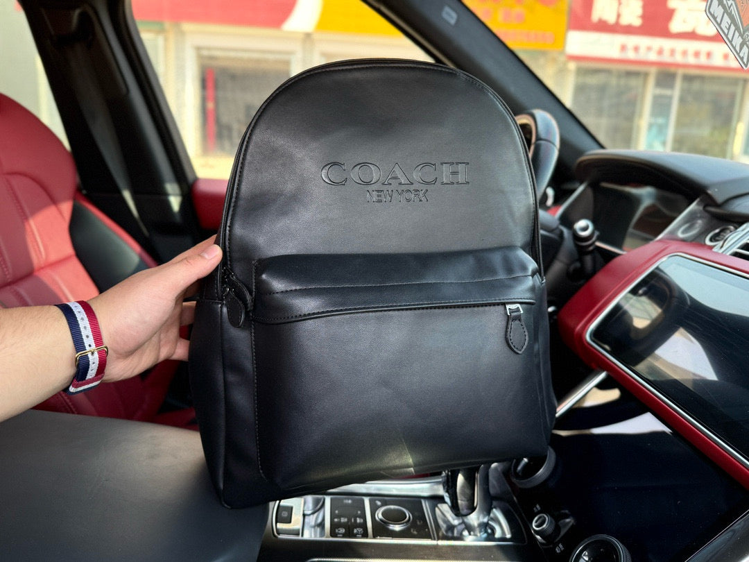 Coach Charles 35 Logo-Embossed Leather Backpack