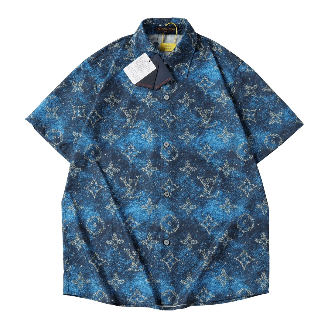 Louis Vuitton Ocean Boat Print Beach Short-Sleeve Shirt