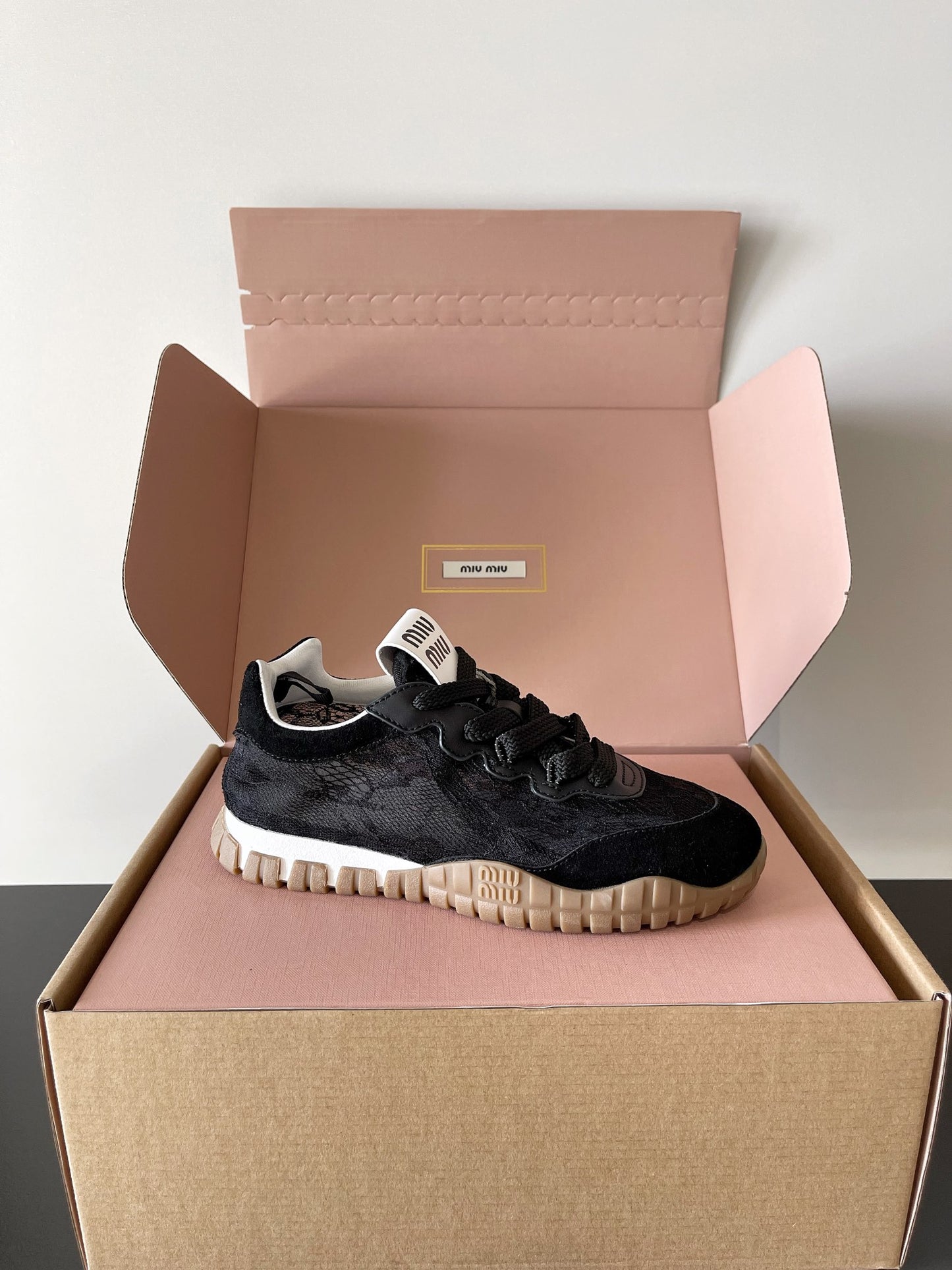 Miu Miu Latest Lace Retro Mary Jane Sneakers
