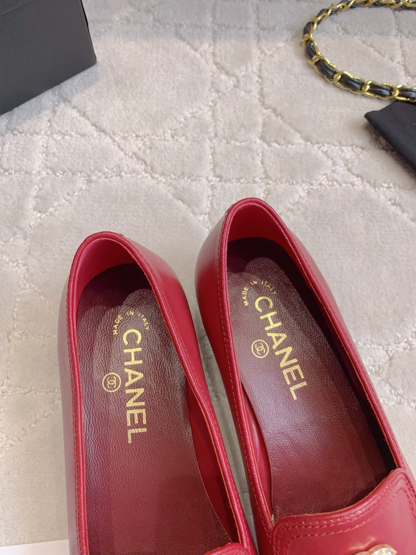 Chanel Rhinestone Buckle Loafers