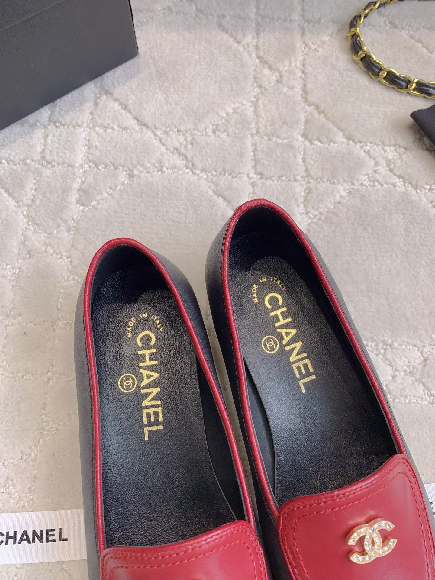 Chanel Rhinestone Buckle Loafers