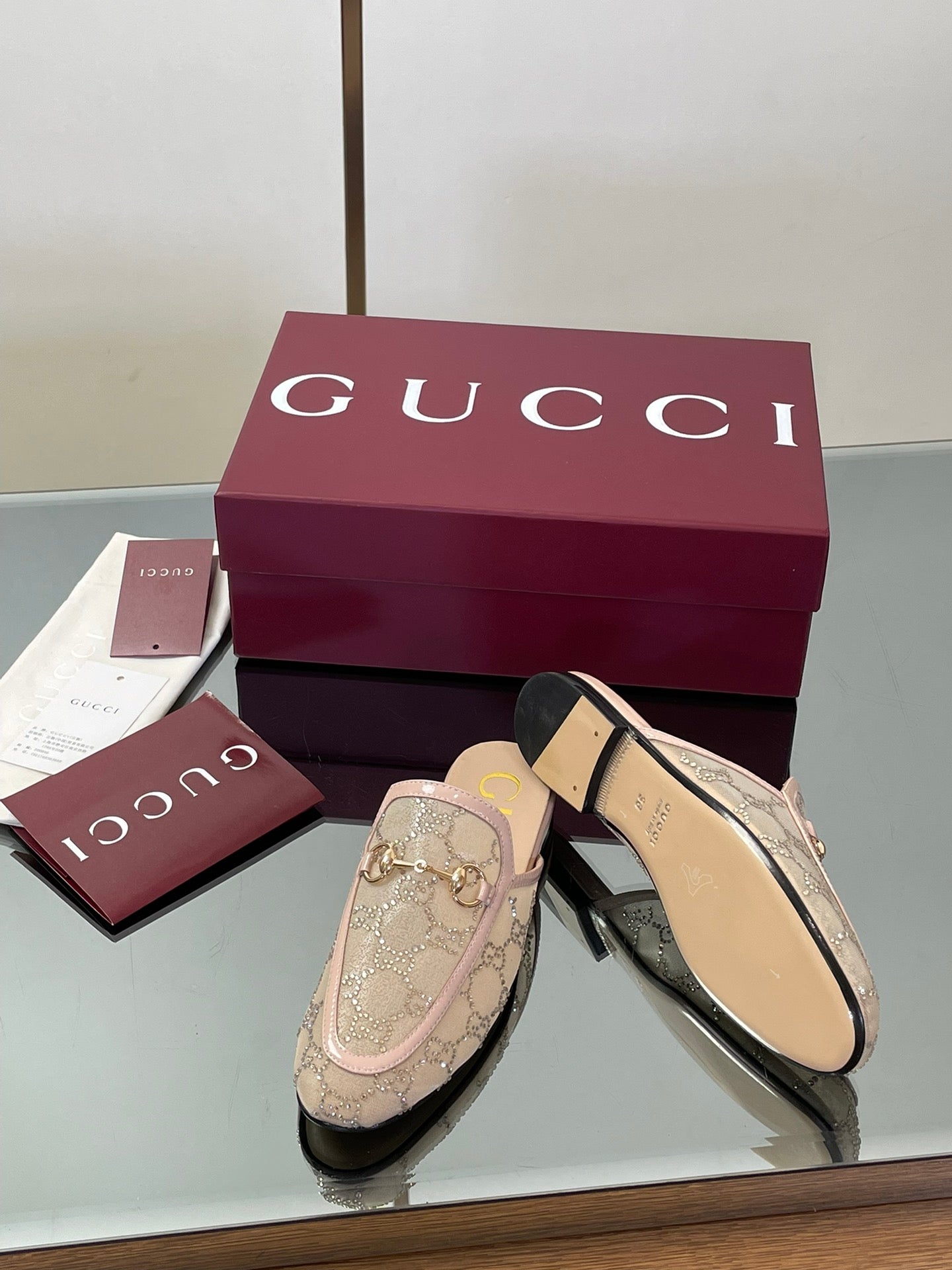 Gucci Crystal GG Patent Loafer Mules – 2025FW