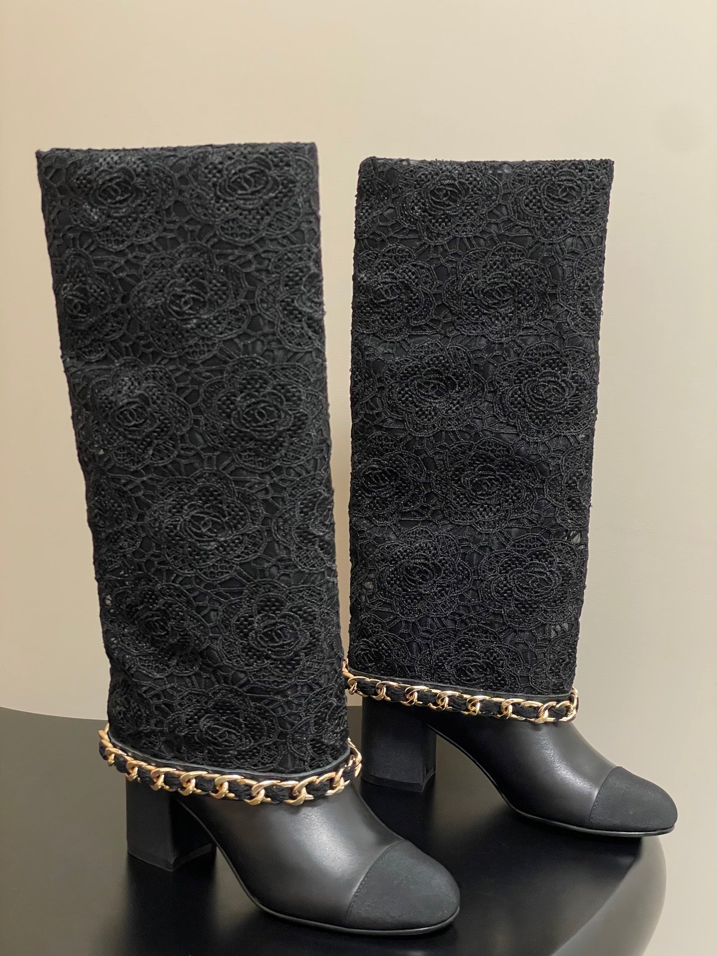 Chanel Chain Detail Knee-High Boots – Autumn/Winter Collection – 25B