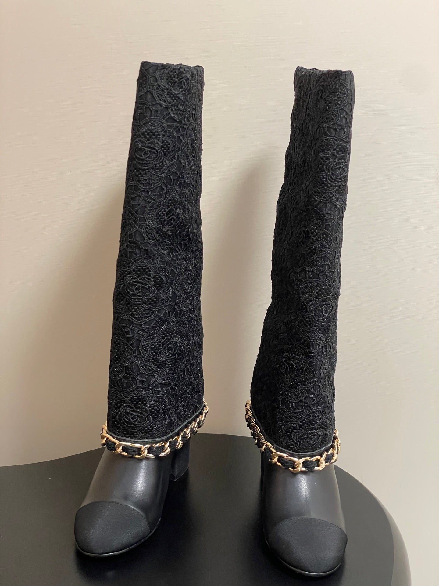 Chanel Chain Detail Knee-High Boots – Autumn/Winter Collection – 25B