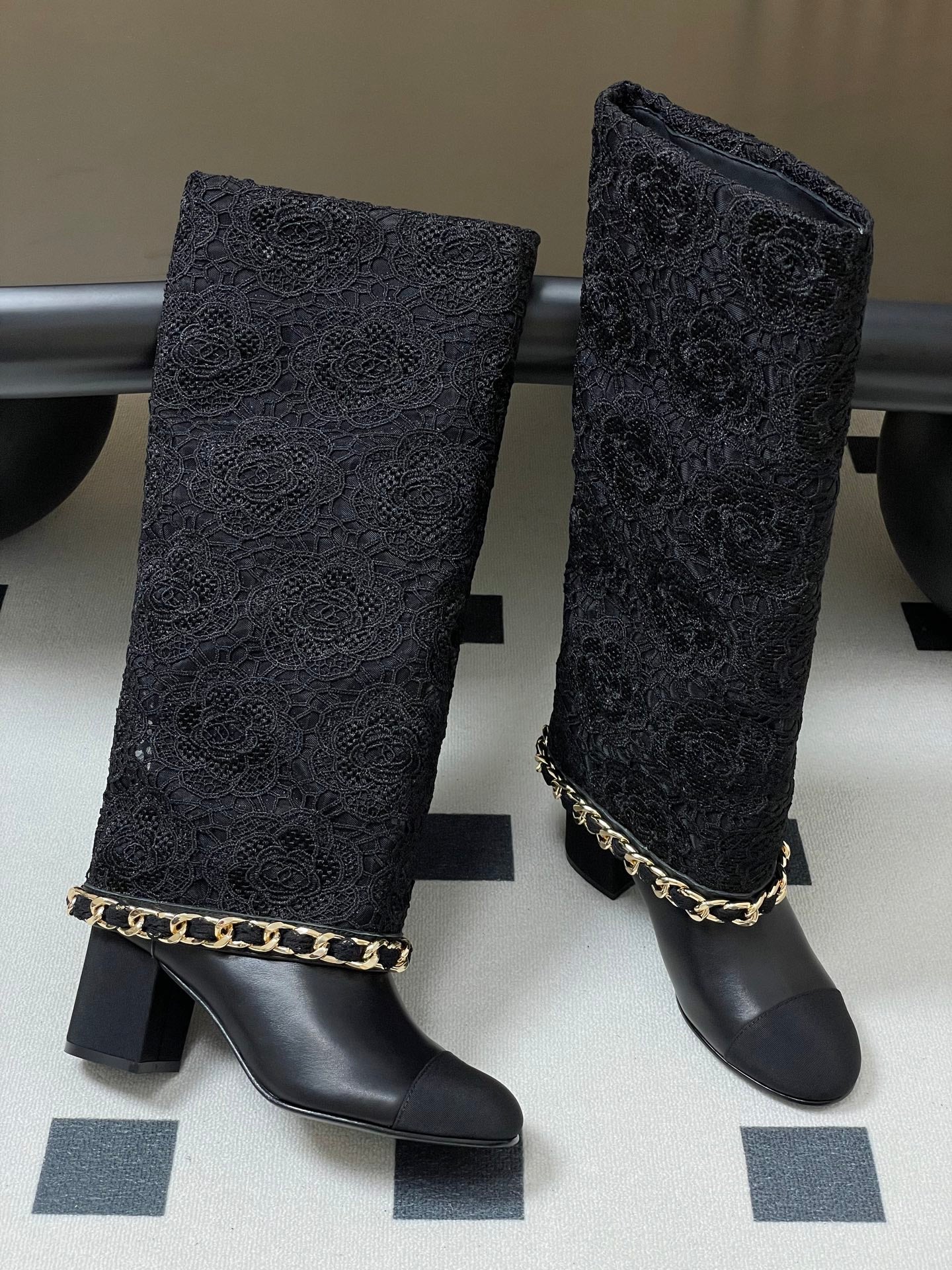 Chanel Chain Detail Knee-High Boots – Autumn/Winter Collection – 25B
