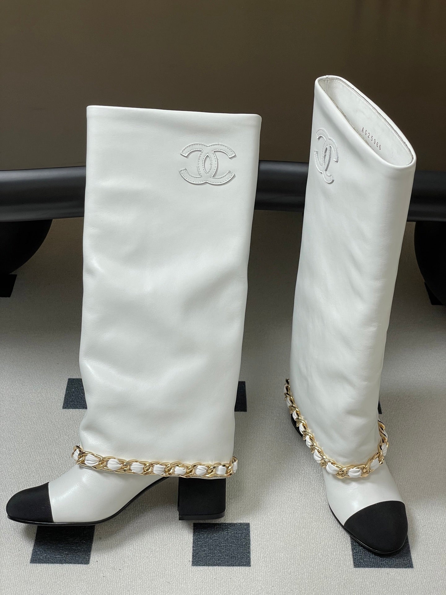 Chanel Chain Detail Knee-High Boots – Autumn/Winter Collection – 25B