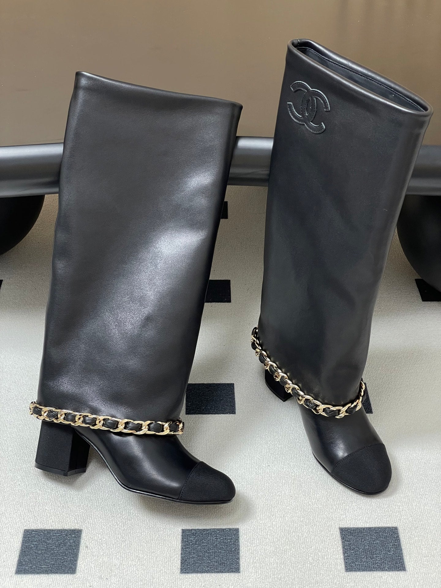 Chanel Chain Detail Knee-High Boots – Autumn/Winter Collection – 25B