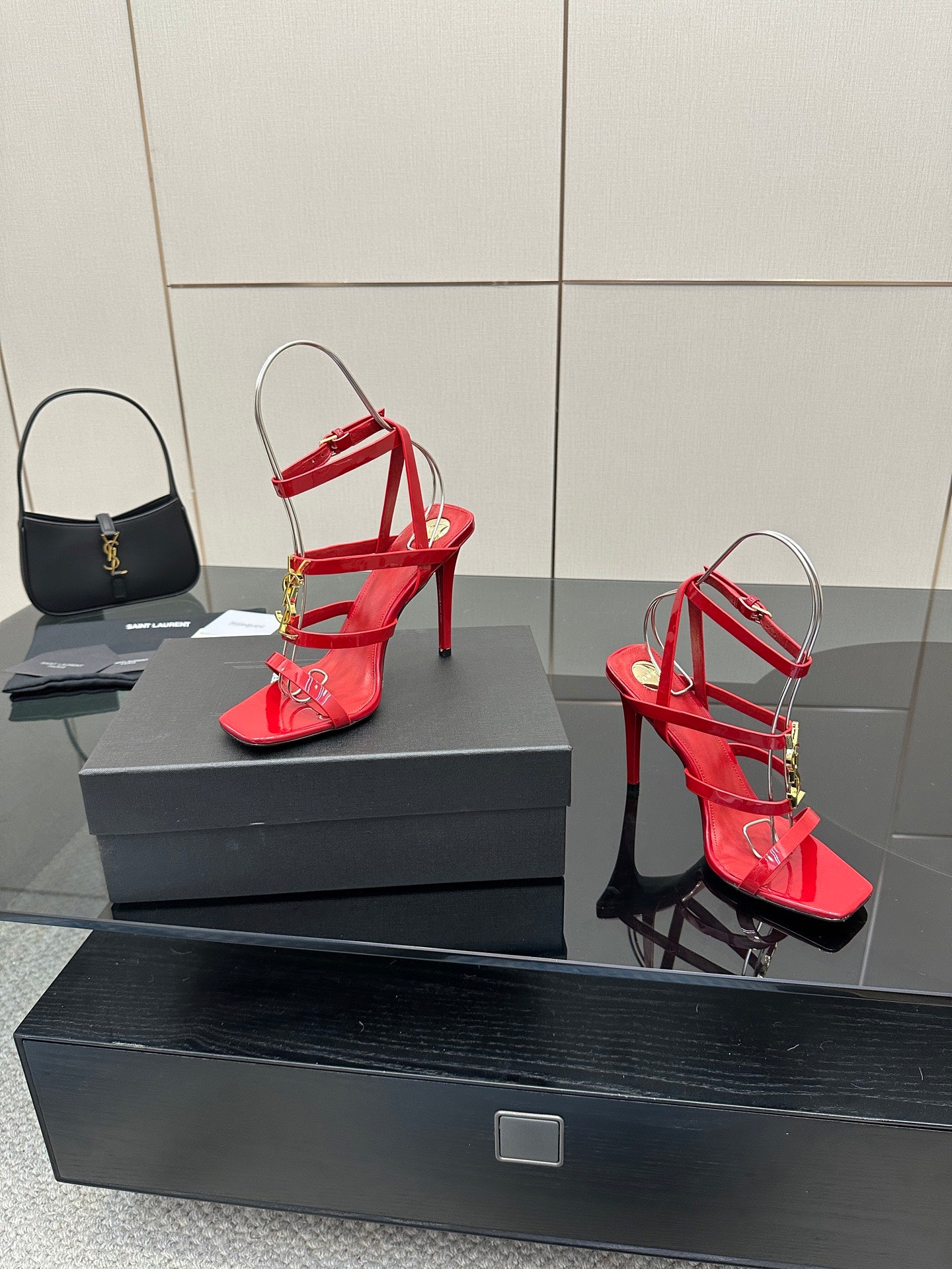 Saint Laurent Patent Leather Heeled Sandals